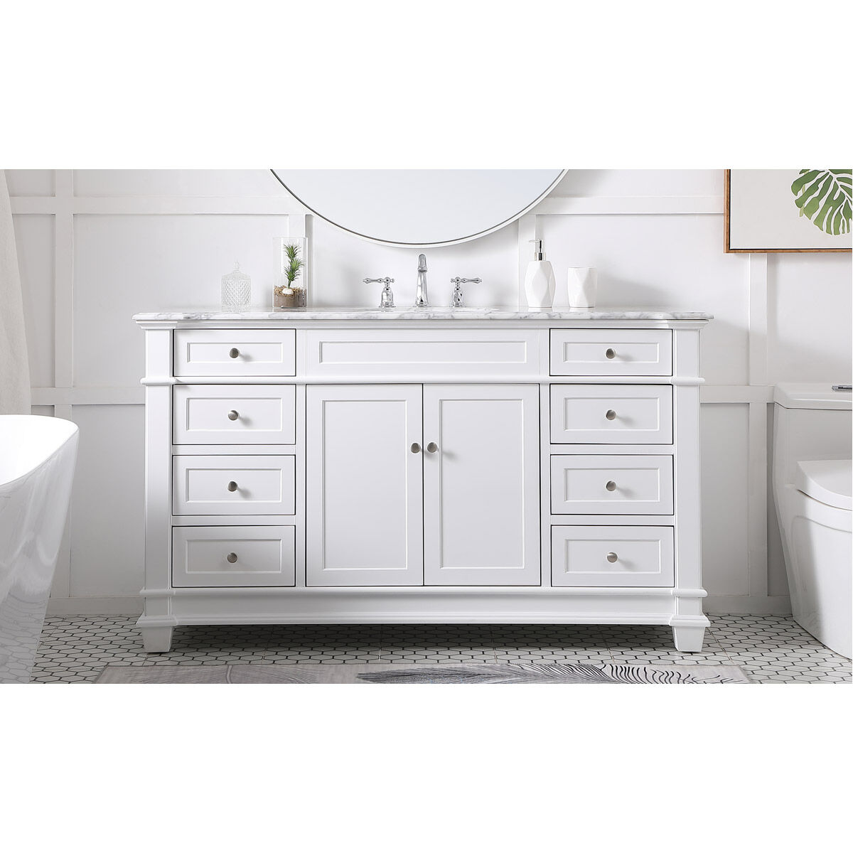 Wesley 60 X 22 X 35 inch White Vanity Sink Set
