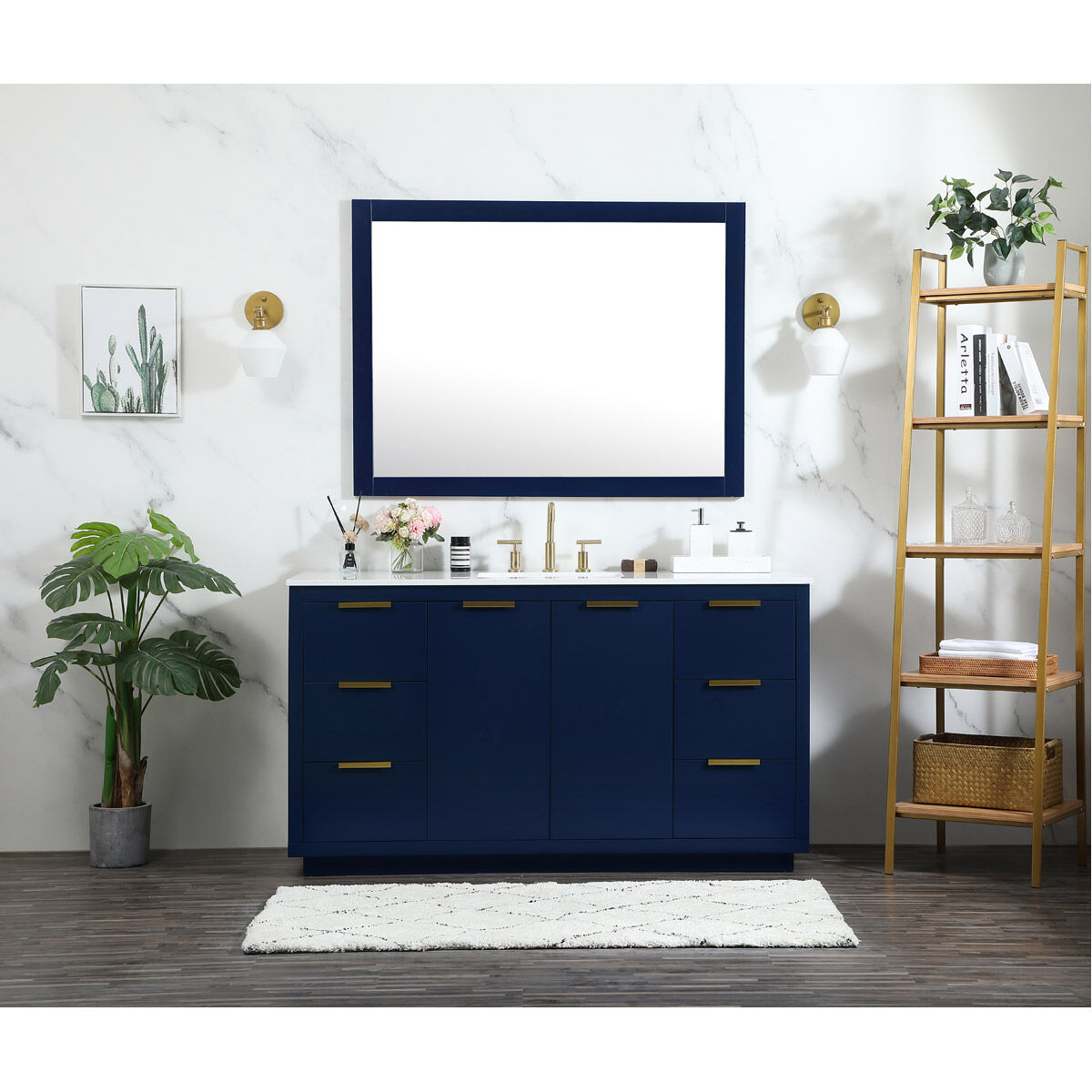 Blake 60 X 22 X 34 inch Blue Vanity Sink Set