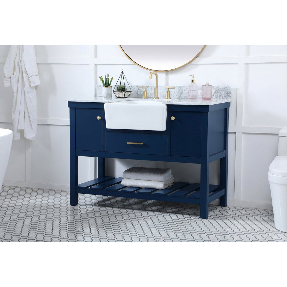 Clement 48 X 22 X 34.13 inch Blue Bathroom Vanity Cabinet