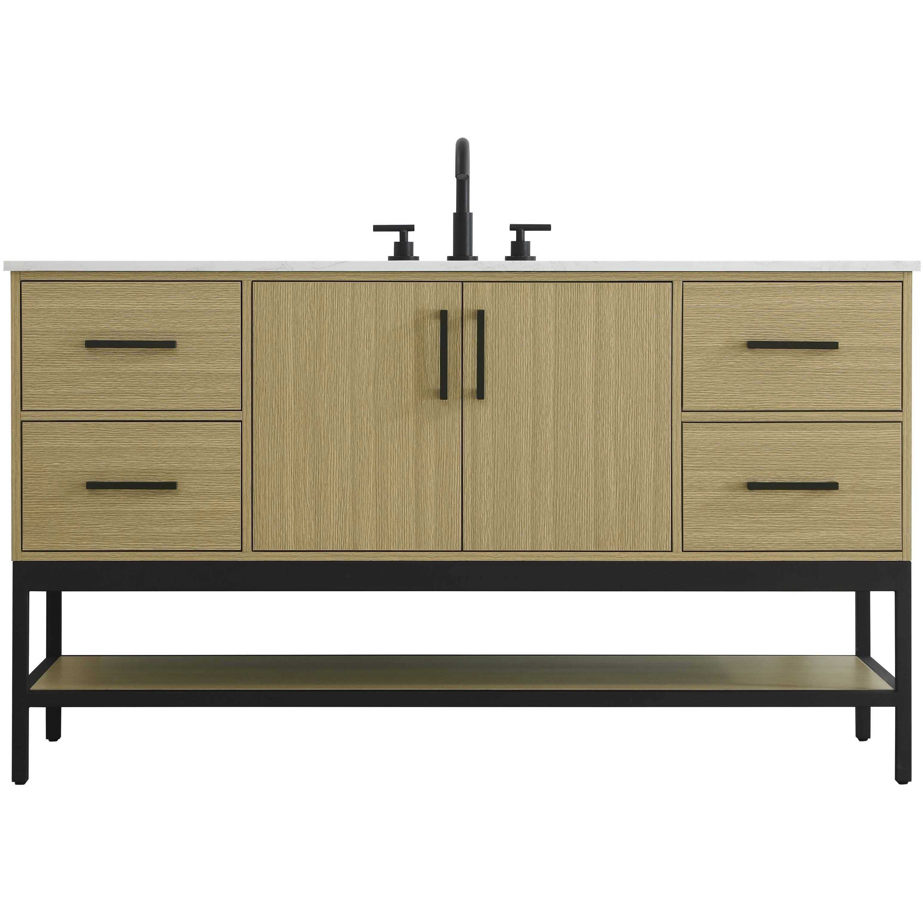 Lennox 60 X 34 inch Honey Brown Bathroom Vanity Cabinet