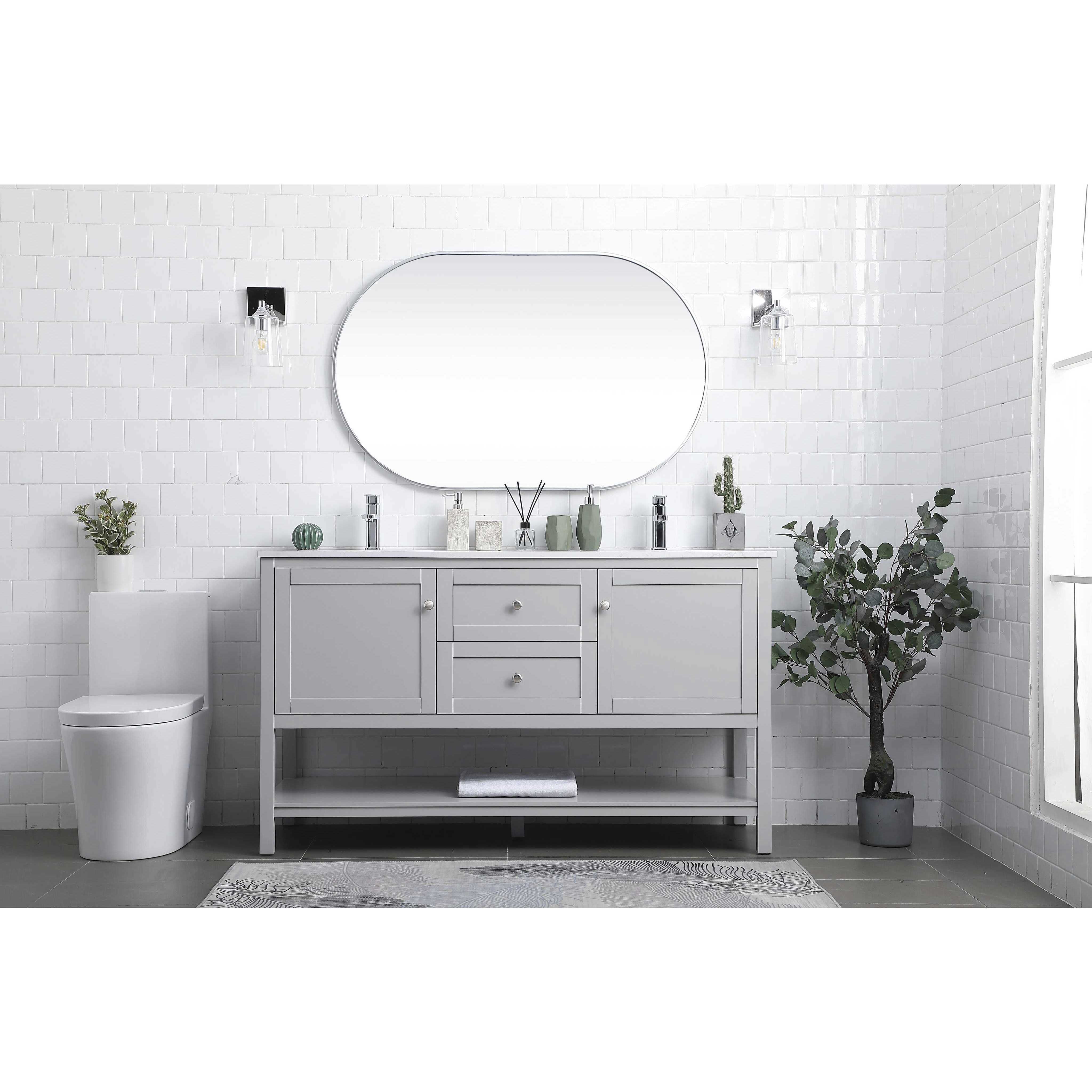 Heath 60 X 21.5 X 35 inch Grey Vanity Sink Set