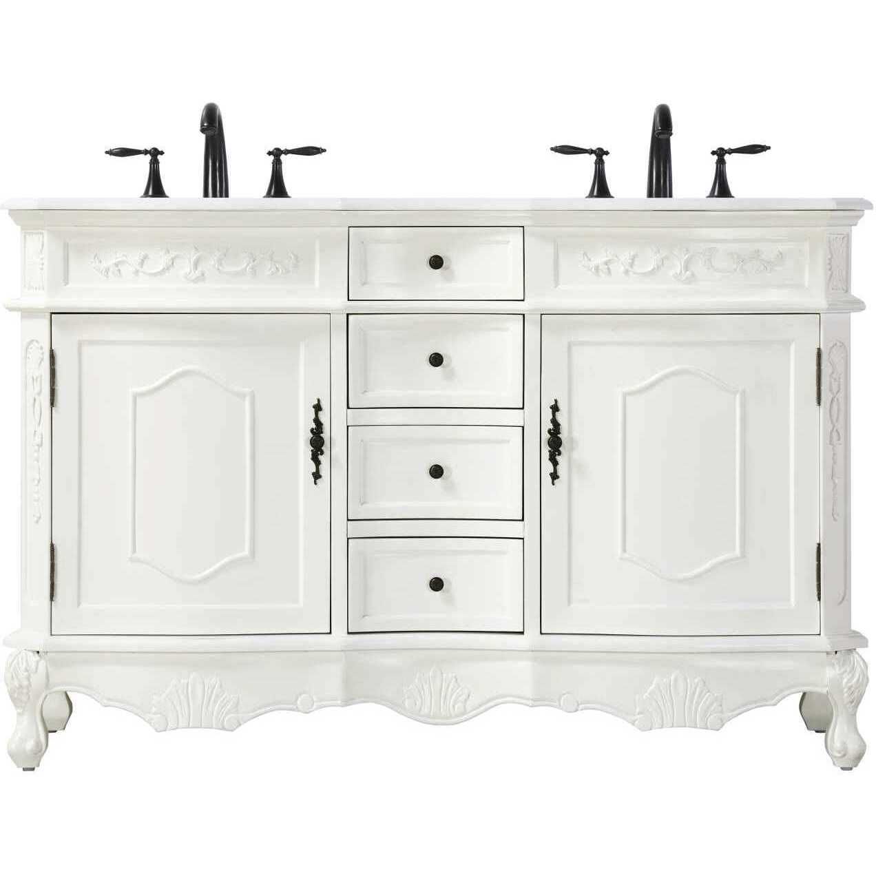 Danville 54 X 36 inch Antique White Bathroom Vanity Cabinet