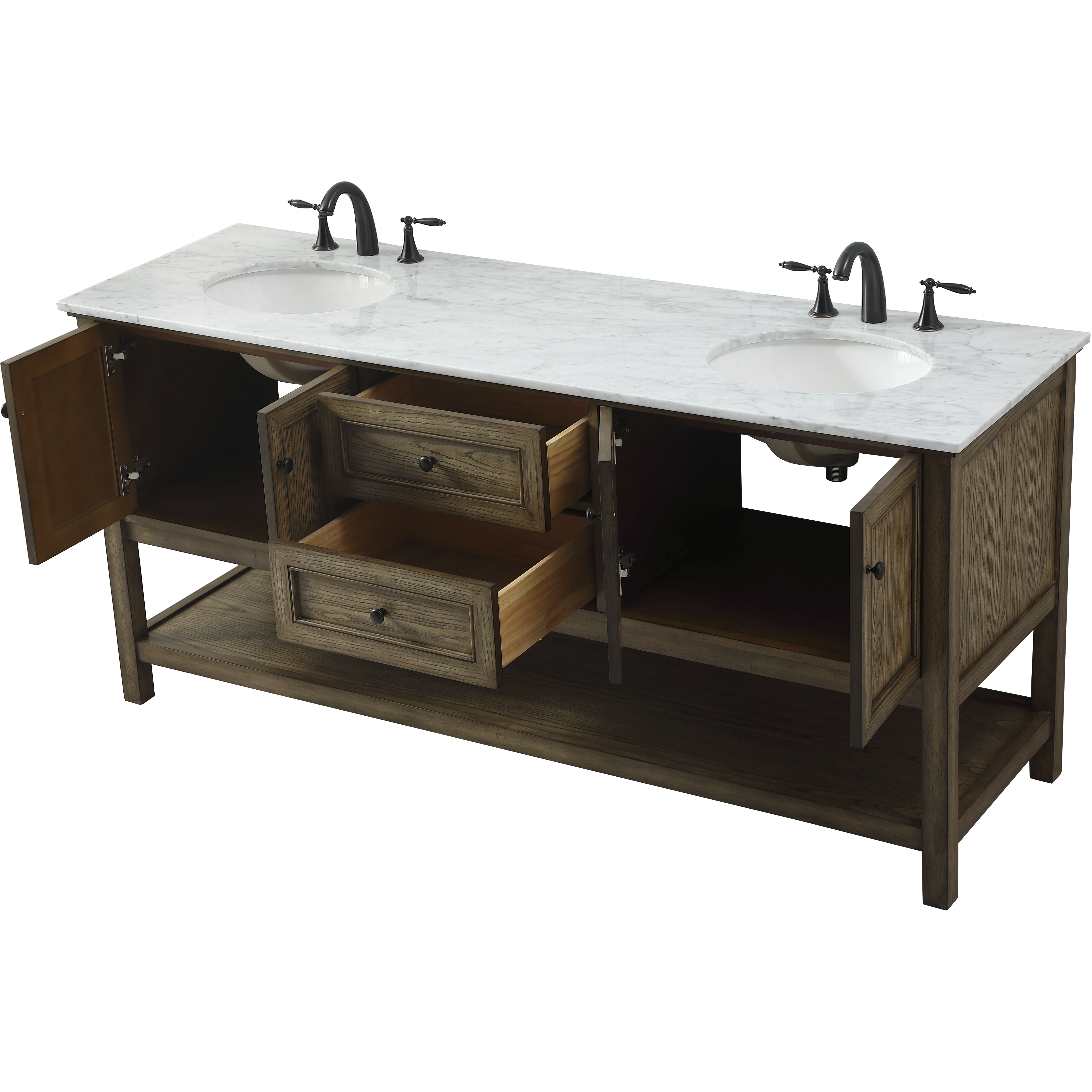 Metropolis 72 X 22 X 34 inch Driftwood Vanity Sink Set