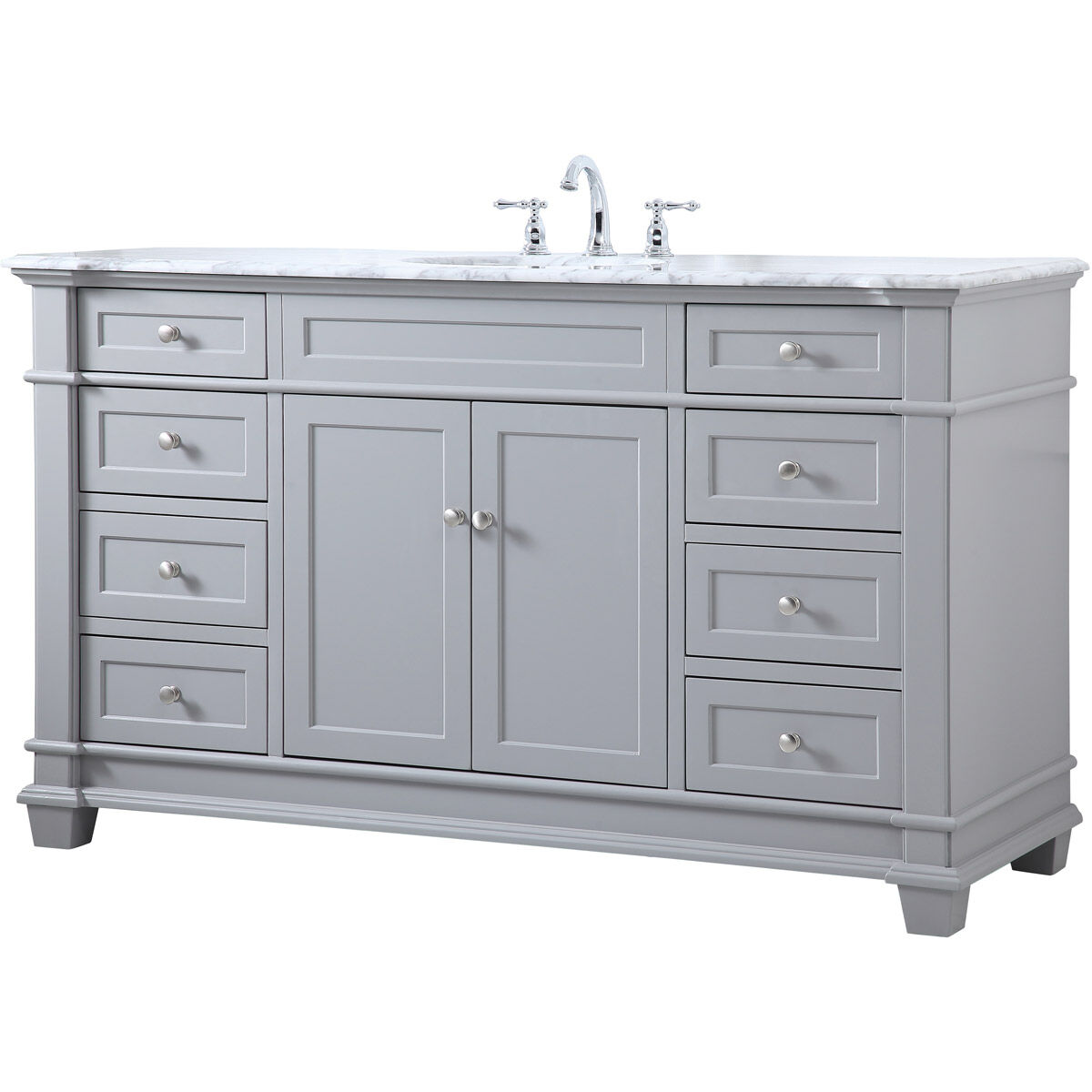 Wesley 60 X 21.5 X 35 inch Grey Vanity Sink Set in Gray
