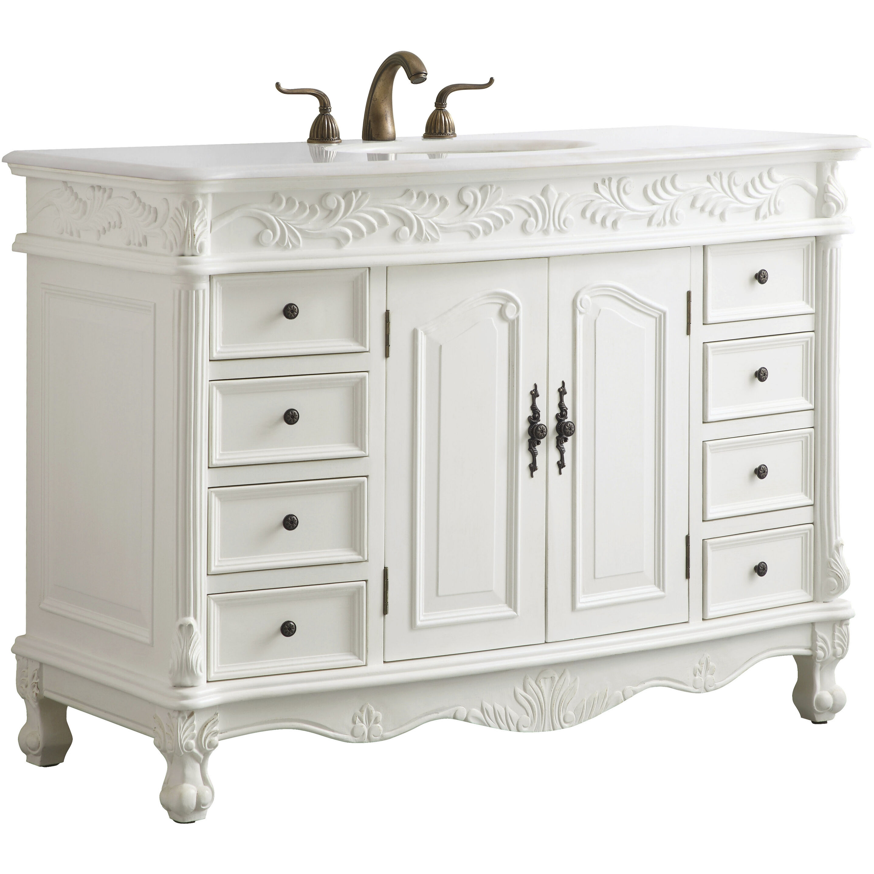 Bordeaux 48 X 22 X 36 inch Antique White Vanity Sink Set