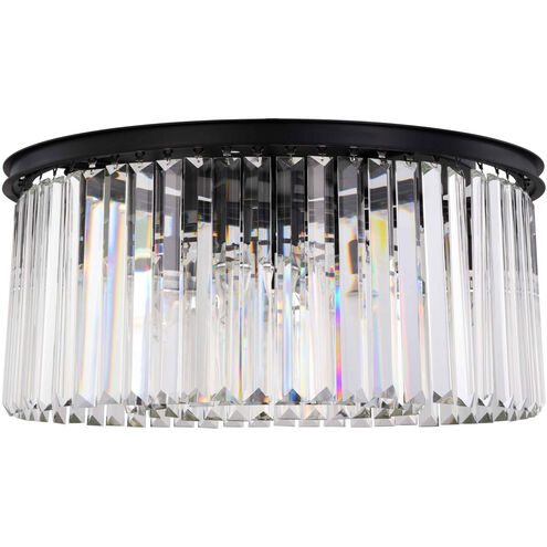 Sydney 8 Light 32 inch Matte Black Flush Mount Ceiling Light in Clear, Urban Classic