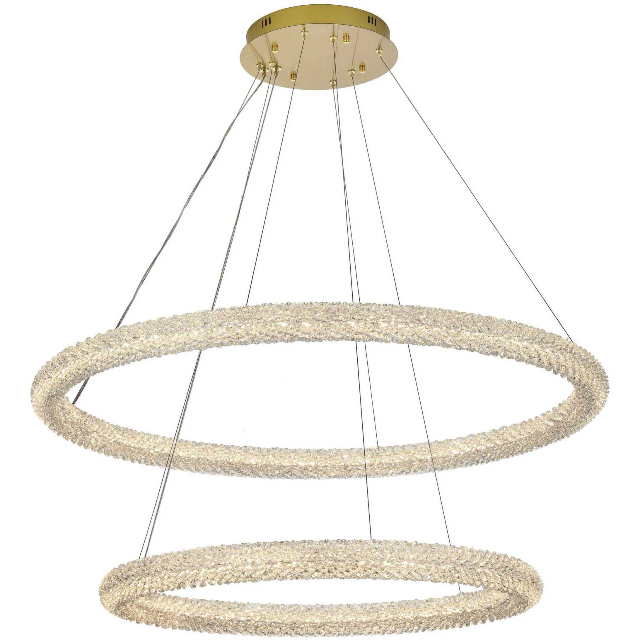 Bowen 2 Light 42 inch Satin Gold Chandelier Ceiling Light