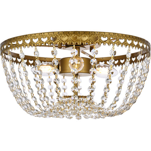 Kylie 3 Light 14 inch Brass Flush Mount Ceiling Light