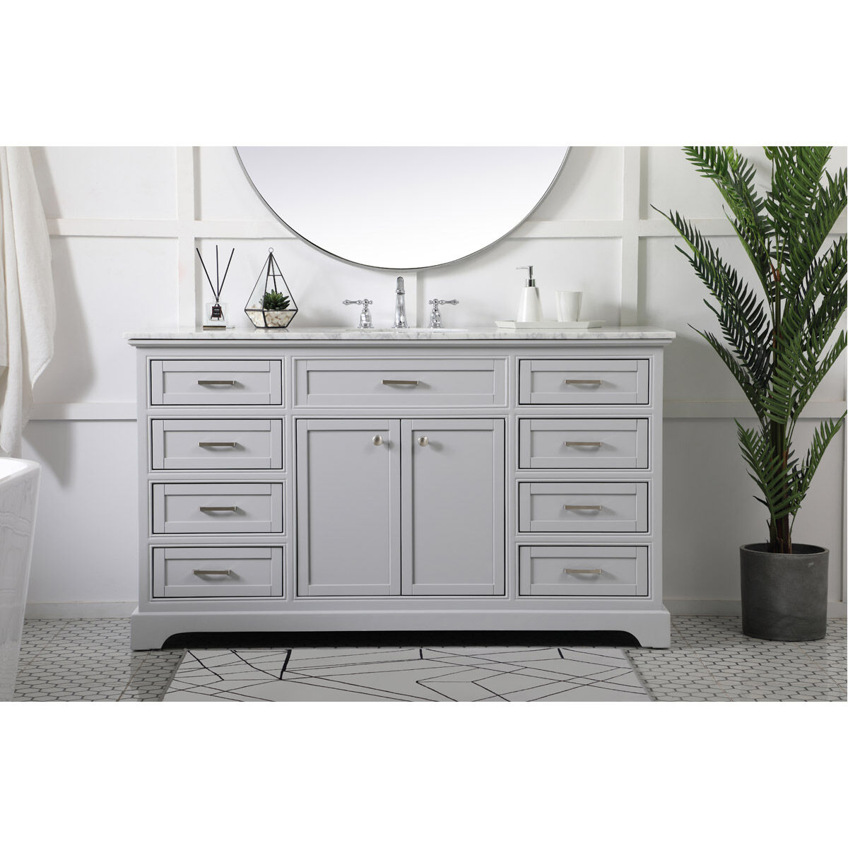 Americana 60 X 21.5 X 35 inch Grey Vanity Sink Set in Gray