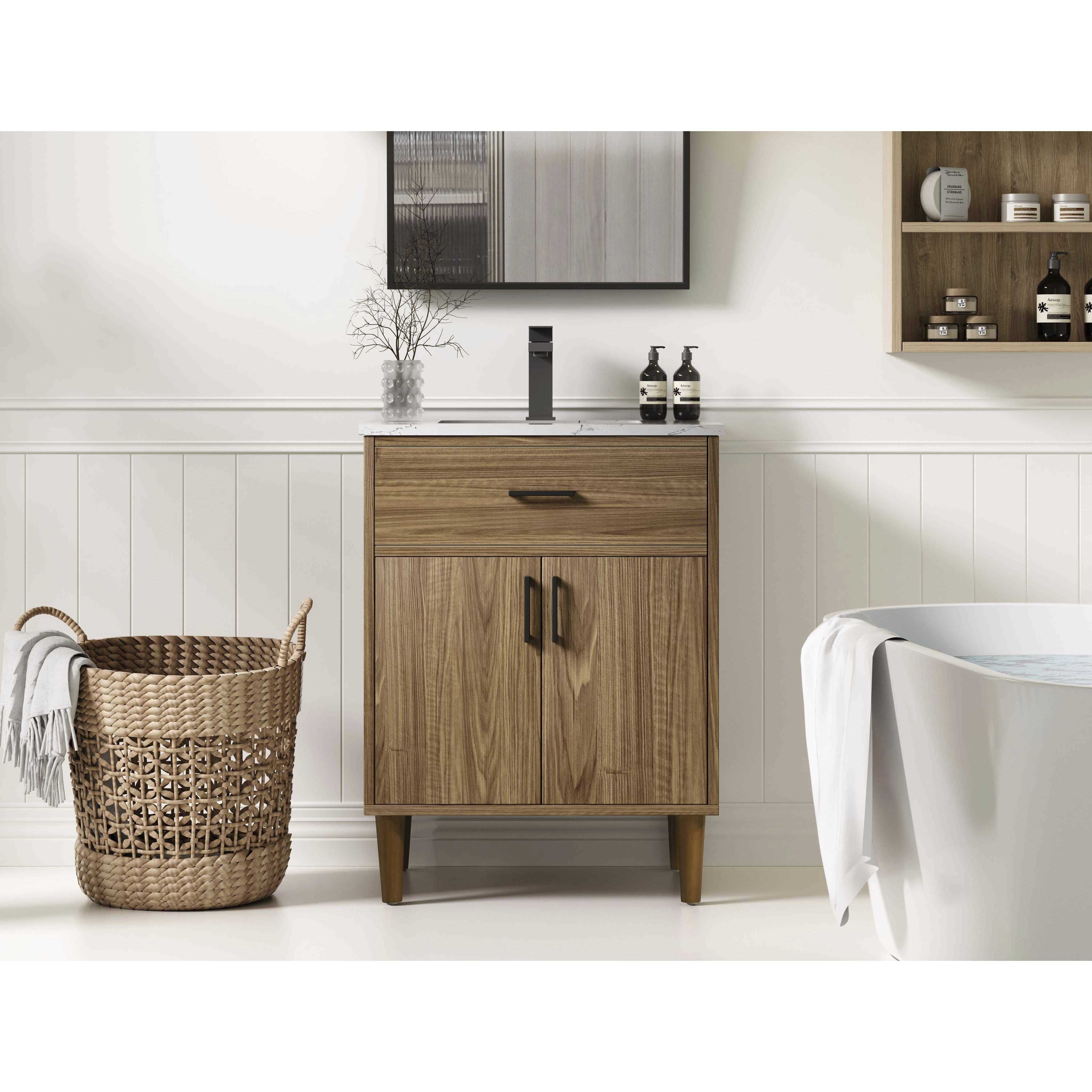 Chandler 24 X 34 inch Walnut Brown Bathroom Vanity Cabinet