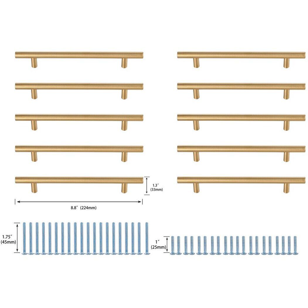 Quinn Brass Hardware Drawer Pull, Set of 10