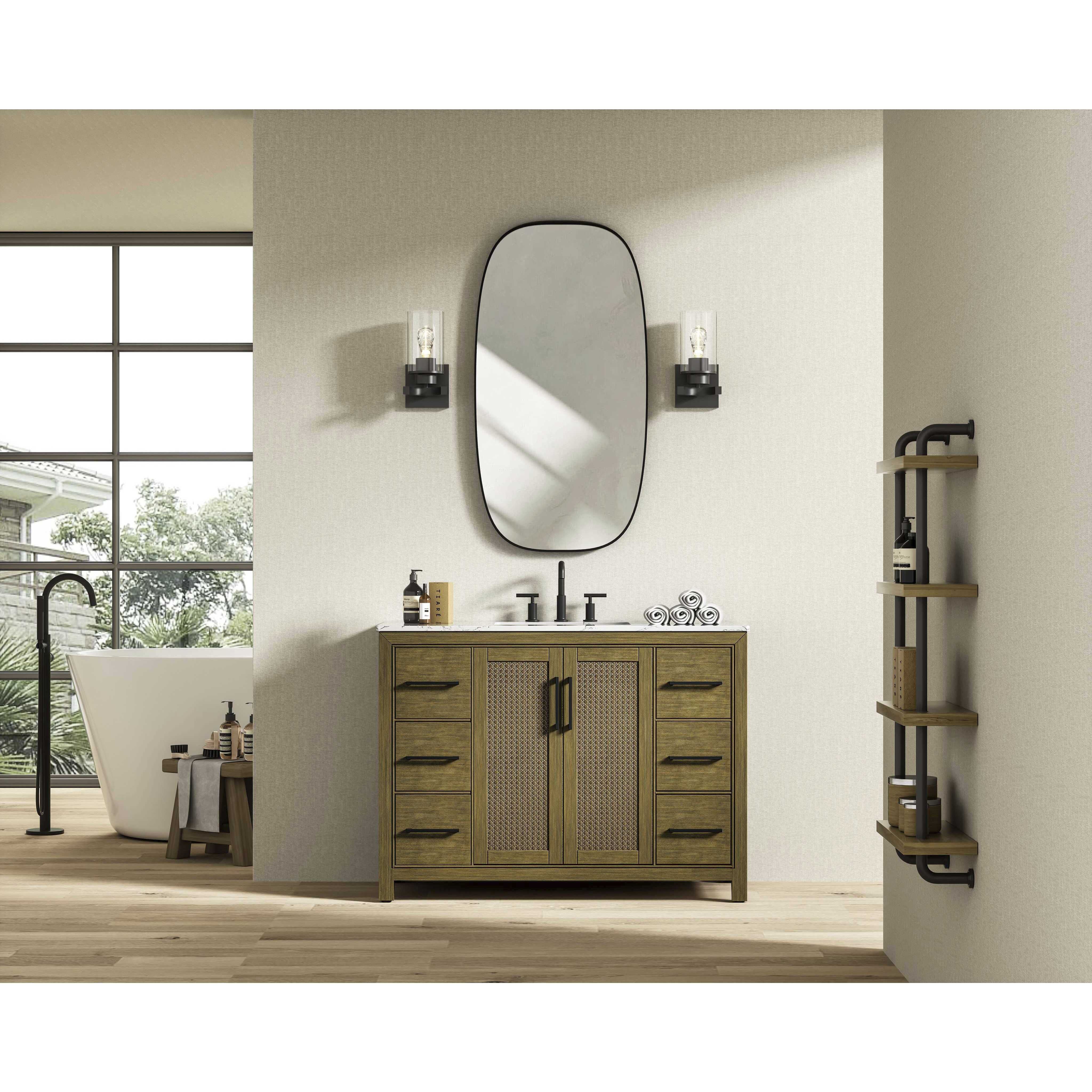 Alina 48 X 34 inch Hazel Oak Bathroom Vanity Cabinet