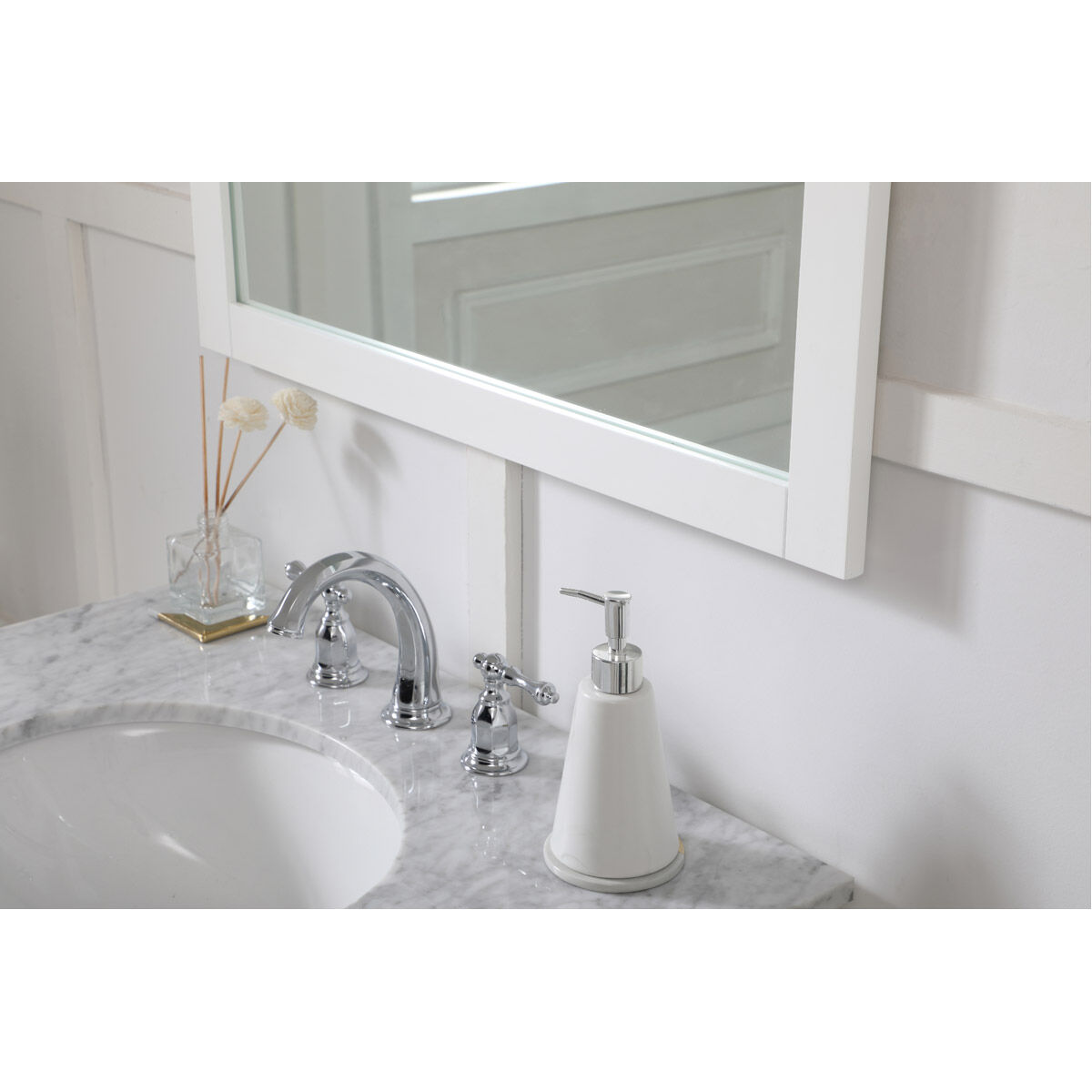 Aqua 36 X 30 inch White Wall Mirror