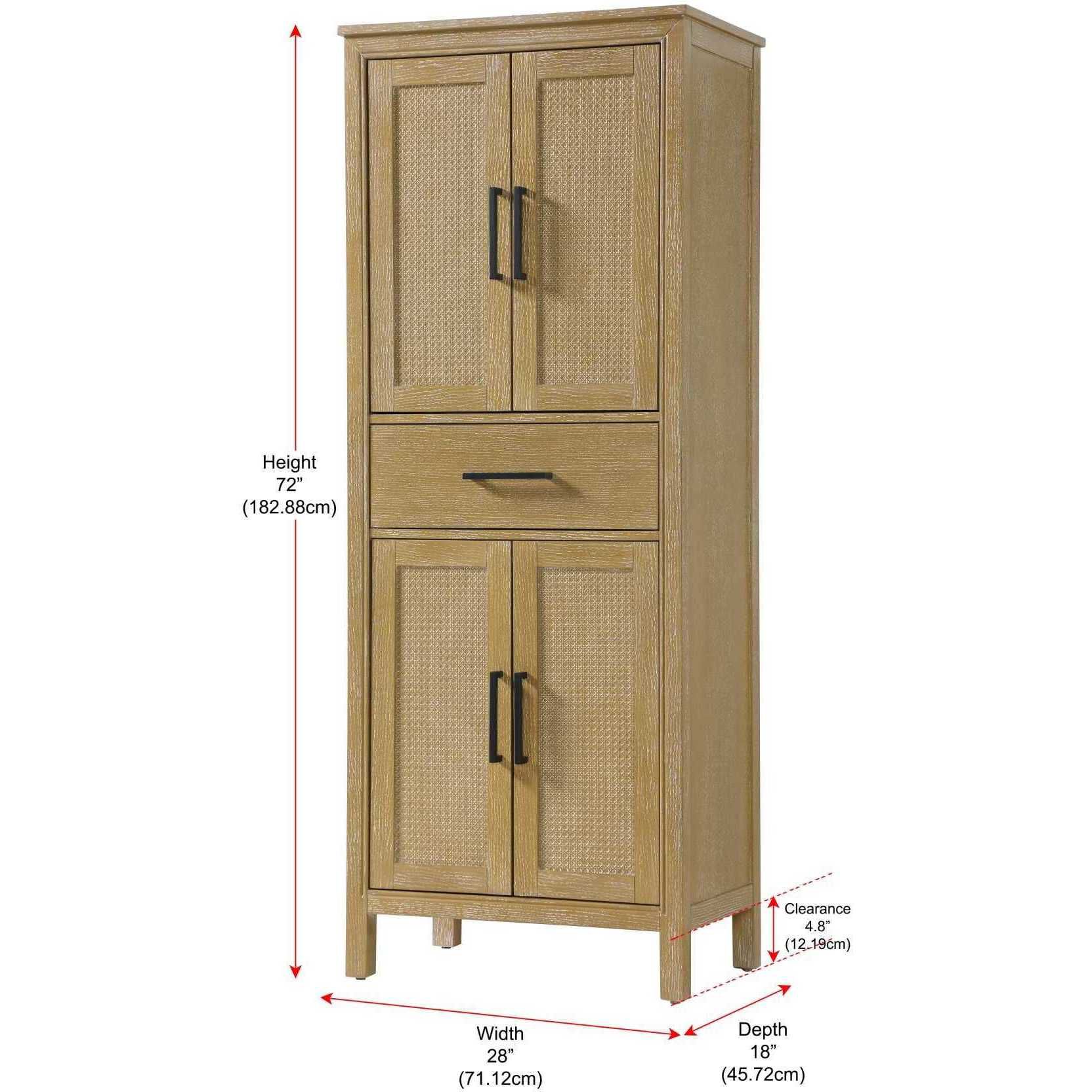 Alina Linen Oak Bathroom Storage Cabinet