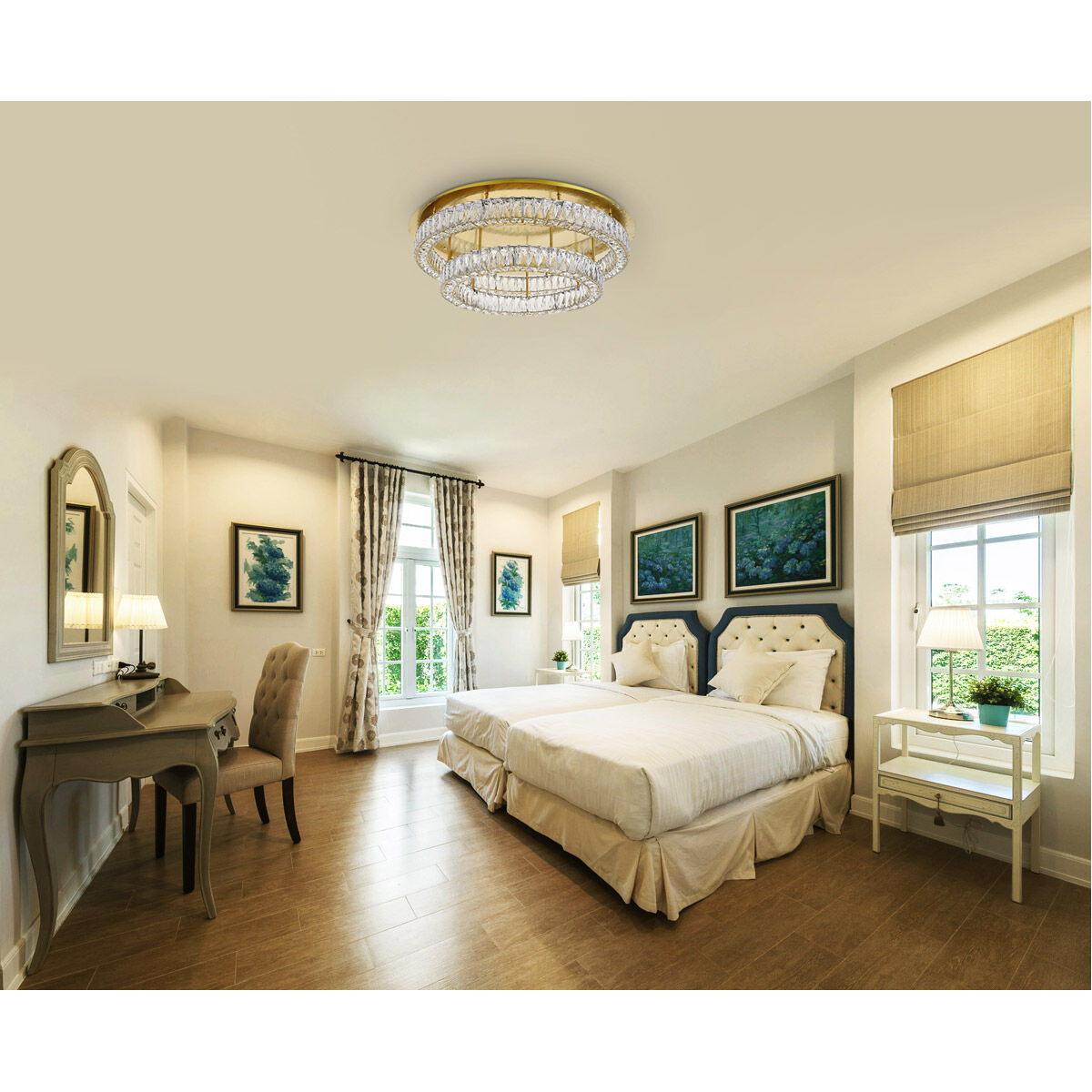 Monroe LED 34 inch Gold Chandelier Ceiling Light