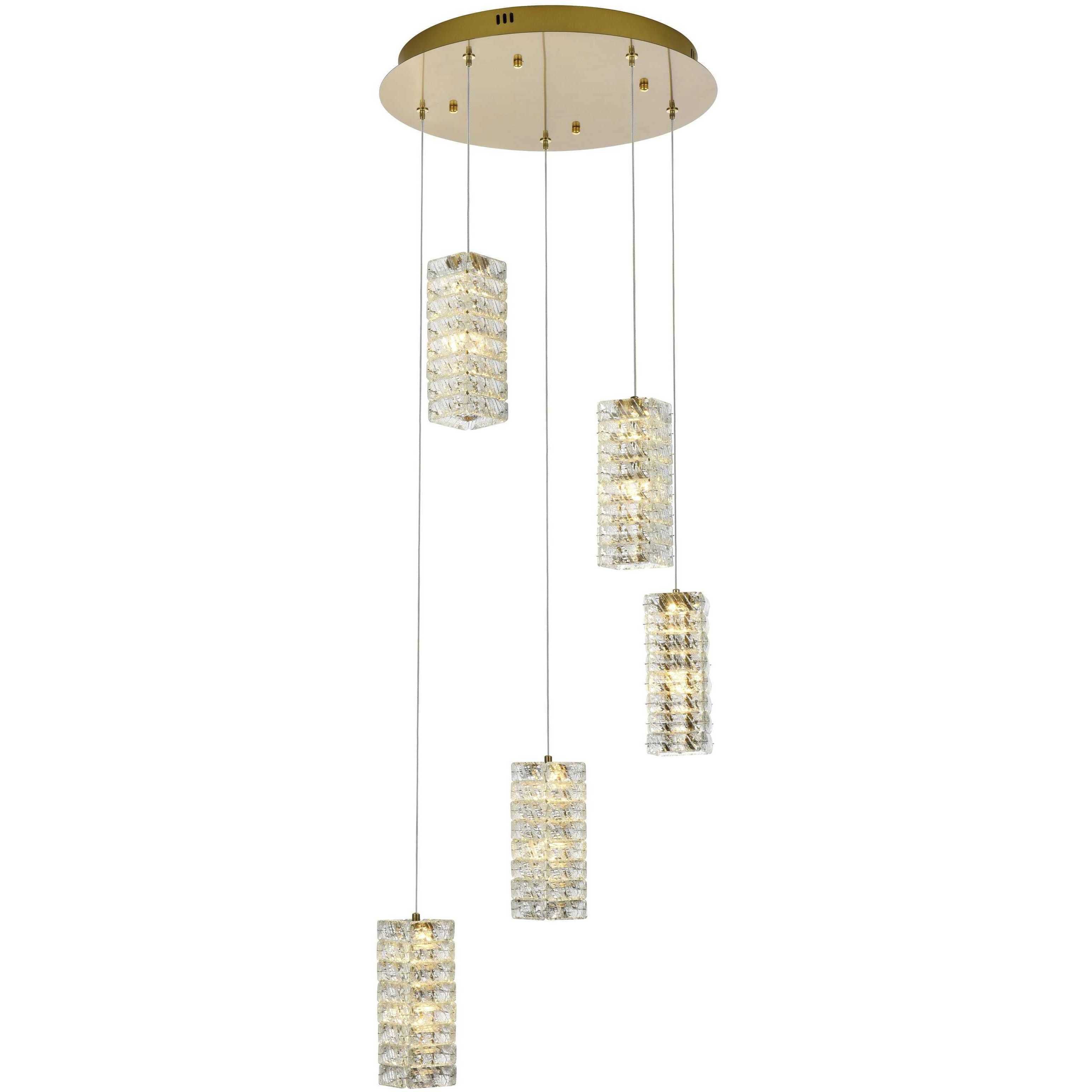 Aston 5 Light 20 inch Satin Gold Pendant Ceiling Light