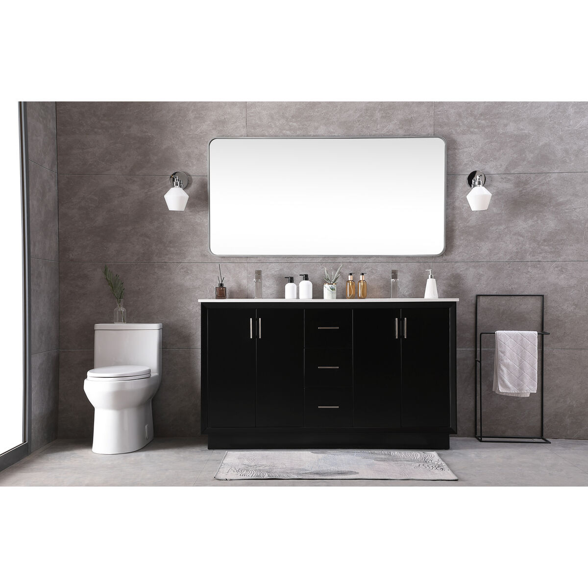 Hayes 60 X 22 X 35 inch Black Vanity Sink Set