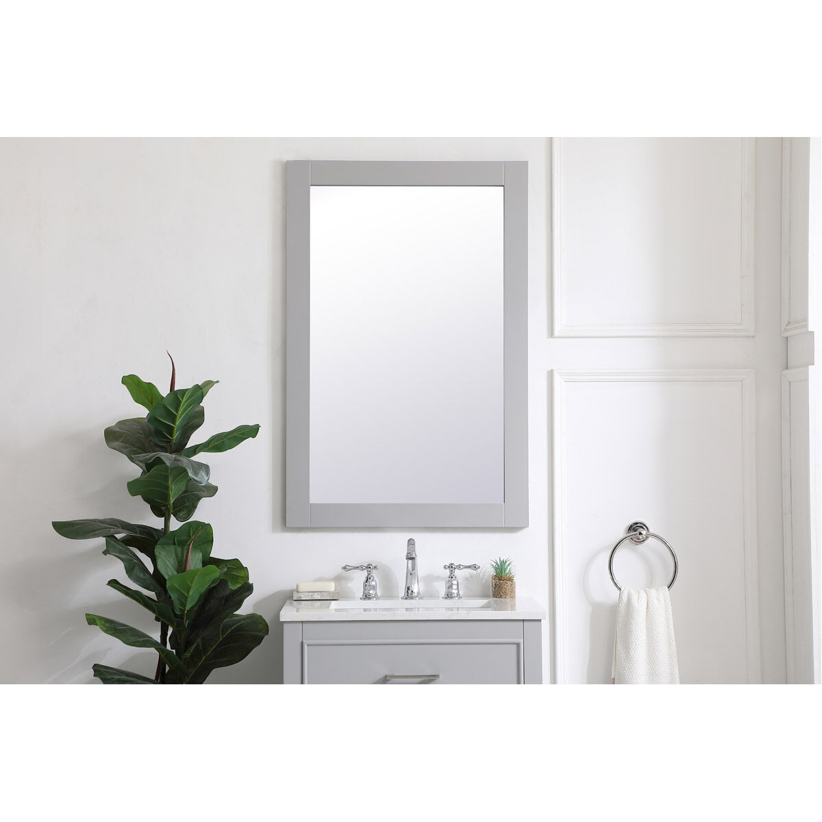Aqua 36 X 24 inch Grey Wall Mirror