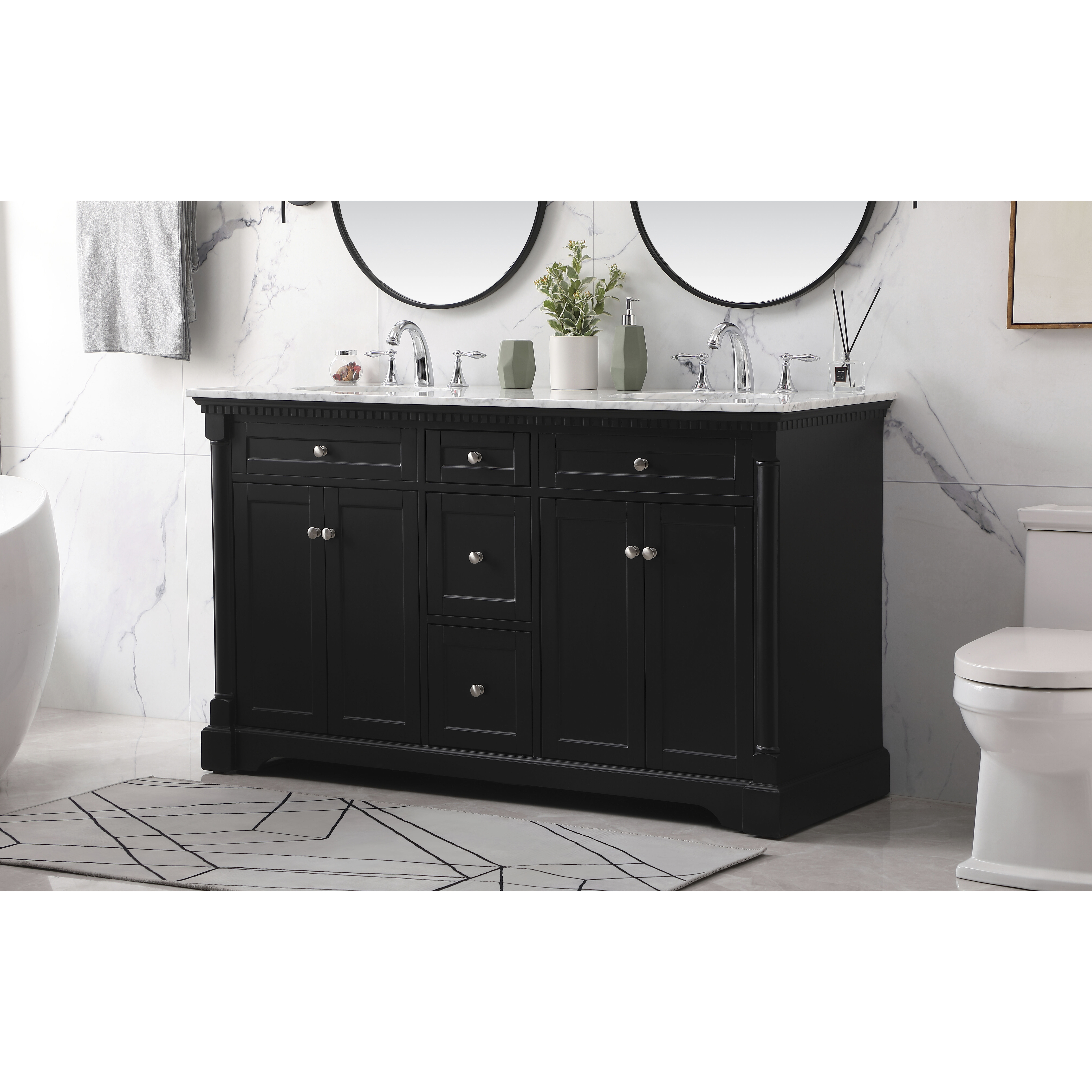Clarence 60 X 22 X 35 inch Black Vanity Sink Set