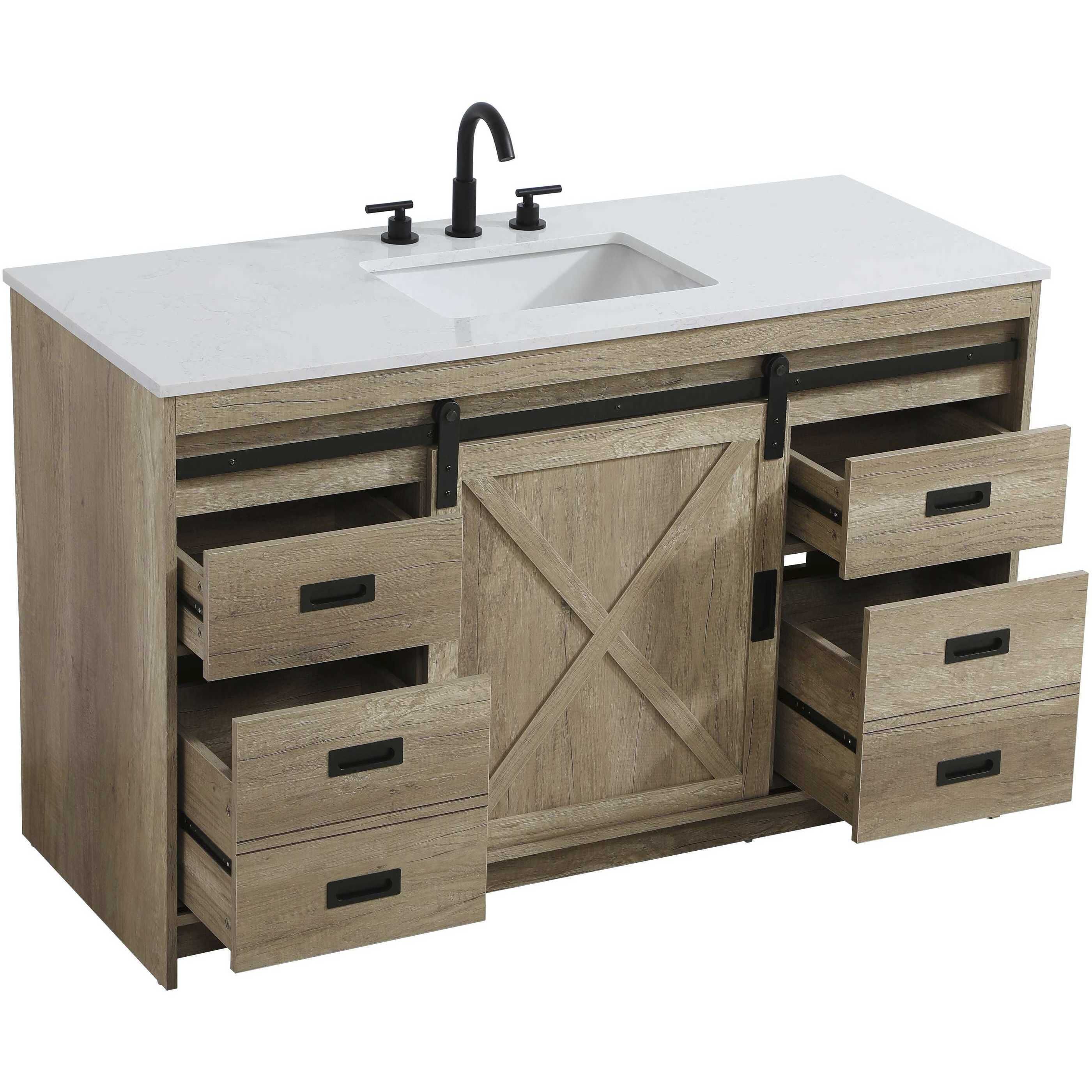 Austin 54 X 34 inch Natural Oak Bathroom Vanity Cabinet