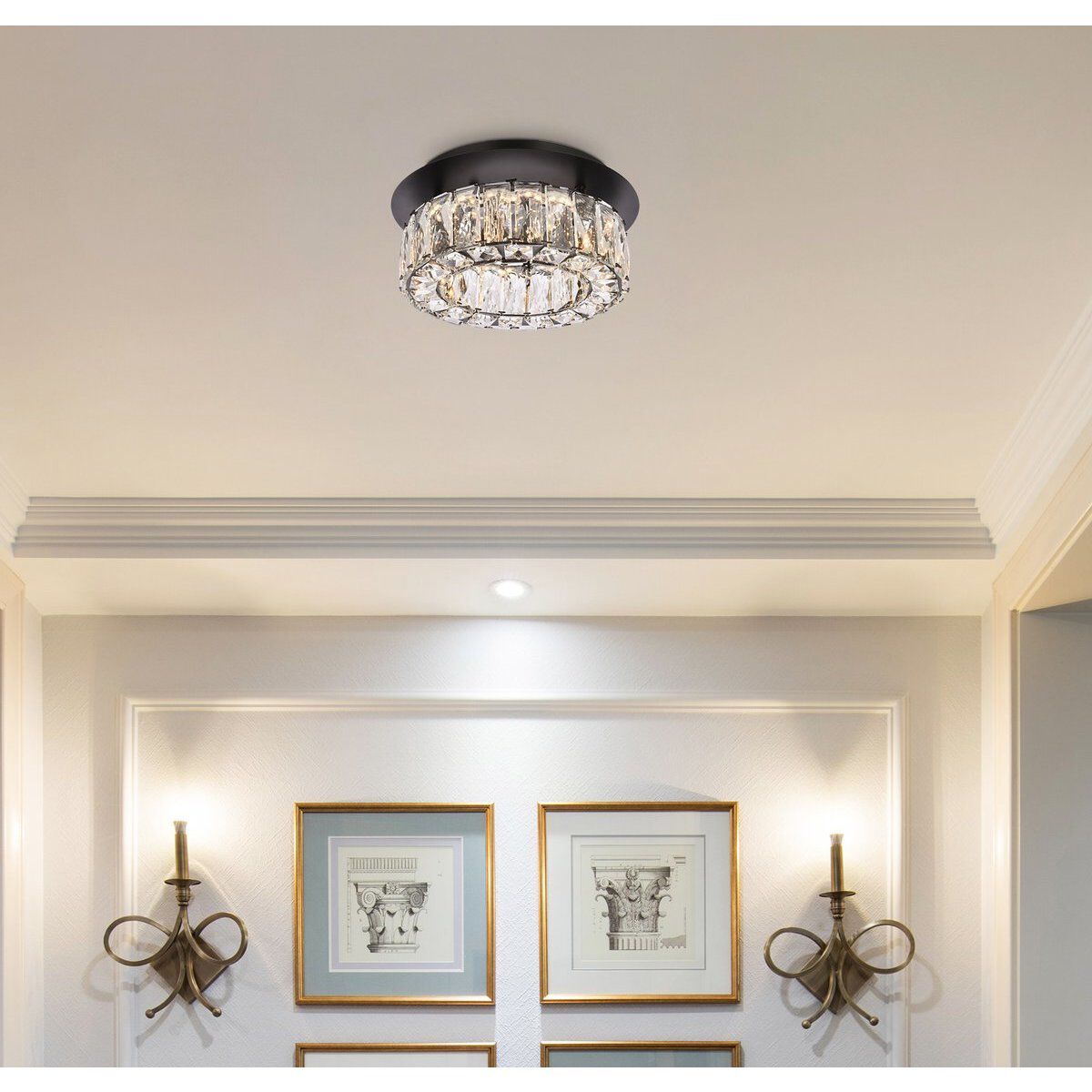 Monroe 1 Light 12 inch Black Flush Mount Ceiling Light