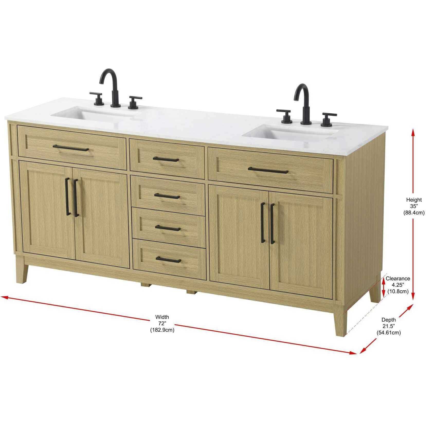 Virginia 72 X 35 inch Honey Brown Bathroom Vanity Cabinet