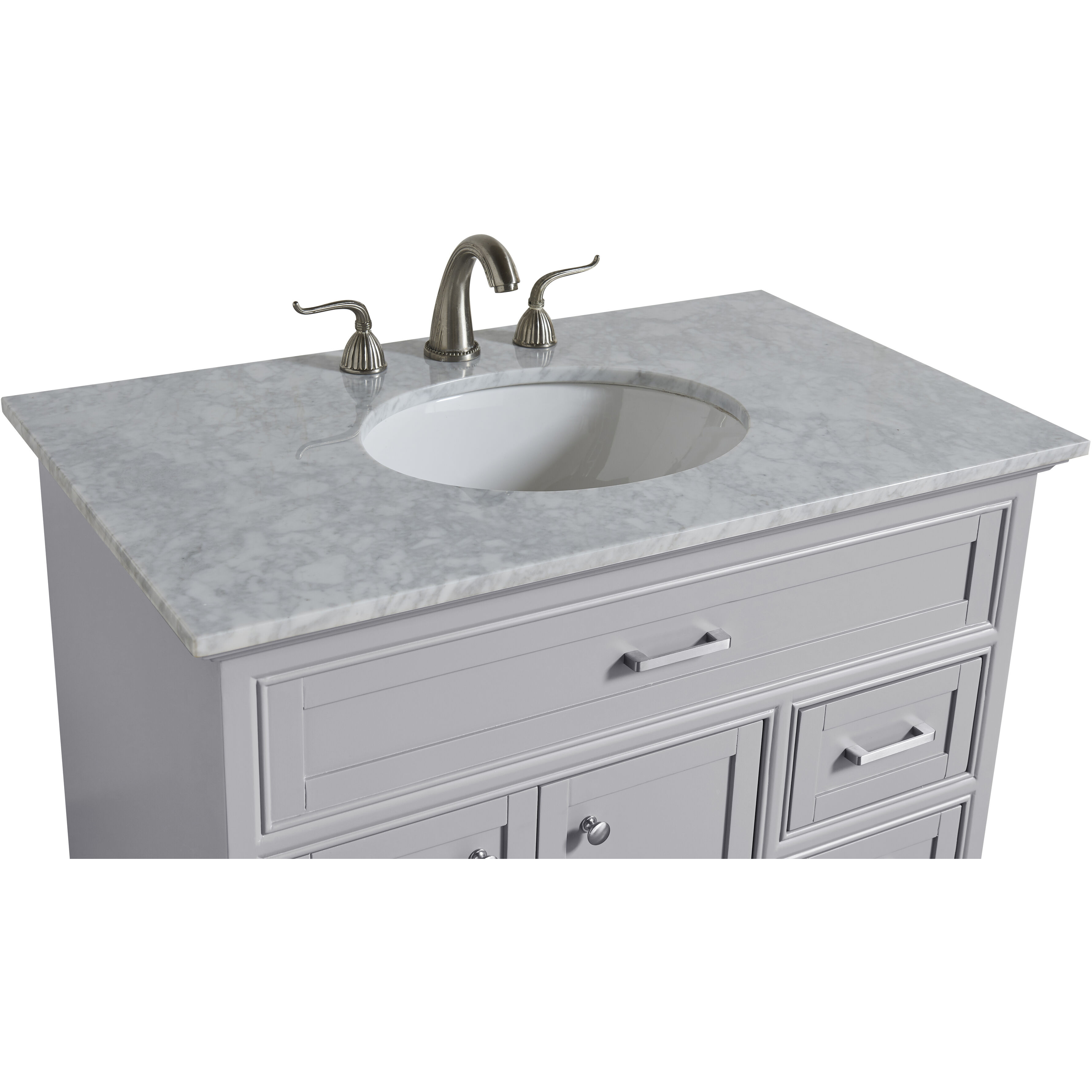 Americana 36 X 35 inch Light Grey with Carrara White Marble Vanity Set in Gray