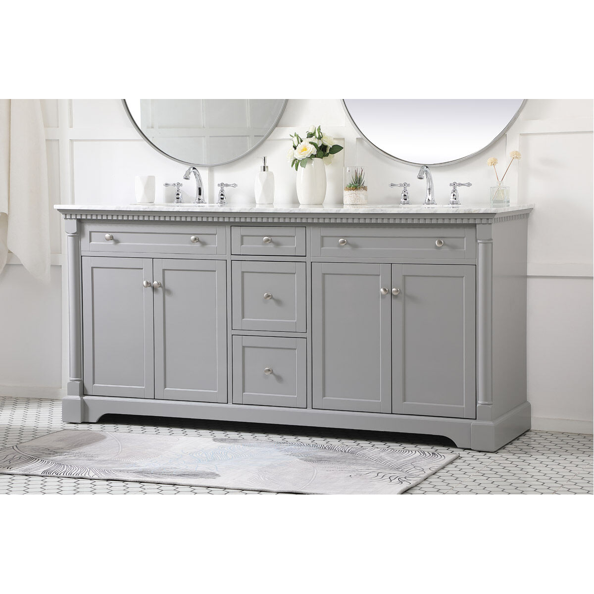 Clarence 72 X 22 X 35 inch Grey Vanity Sink Set