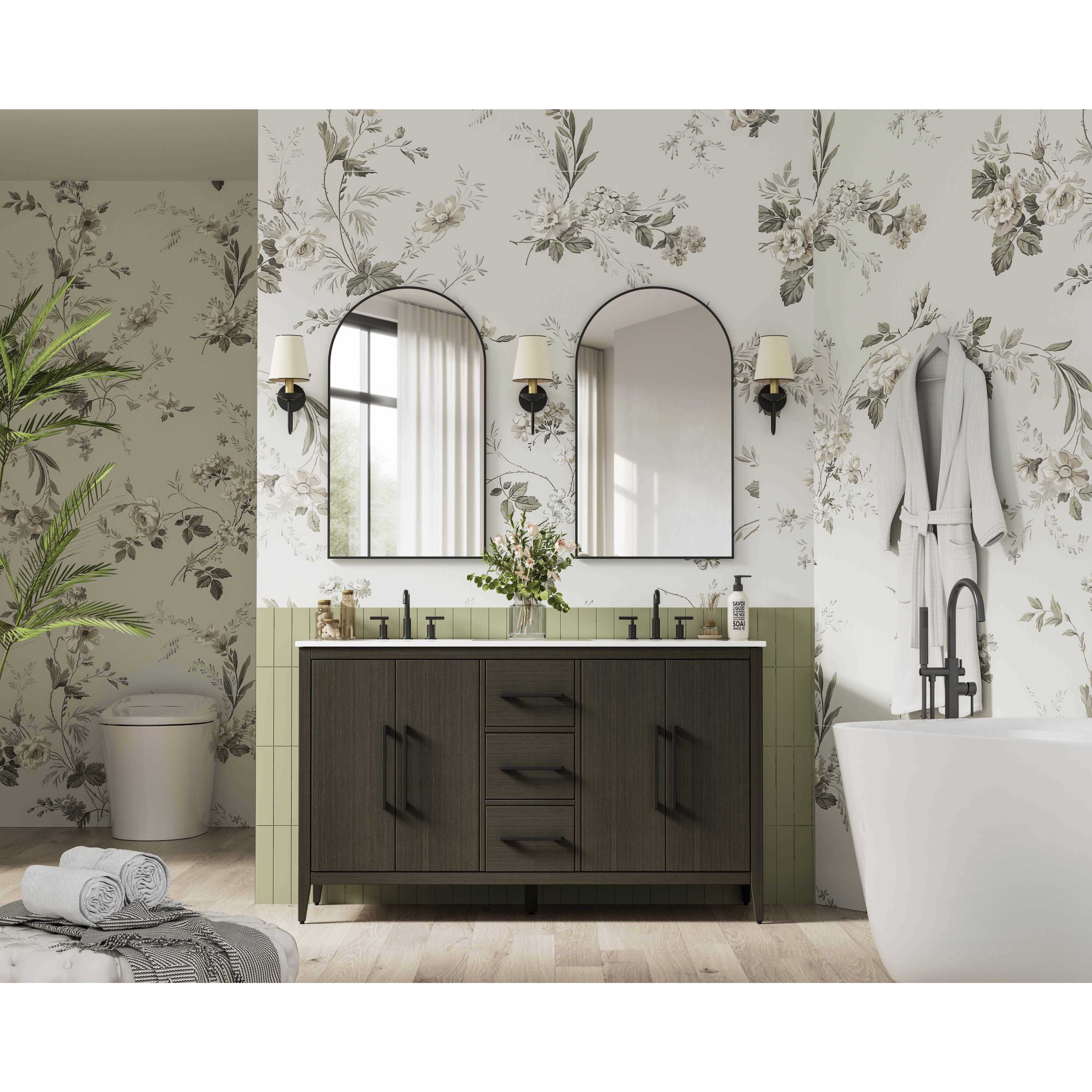 Millie 60 X 35 inch Mocha Brown Bathroom Vanity Cabinet