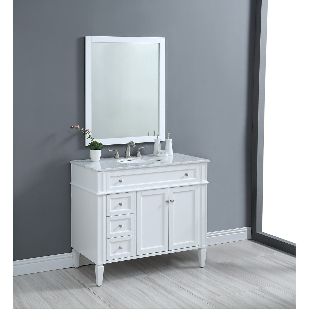 Park Avenue 40 X 35 inch White with Carrara White Marble Vanity Set