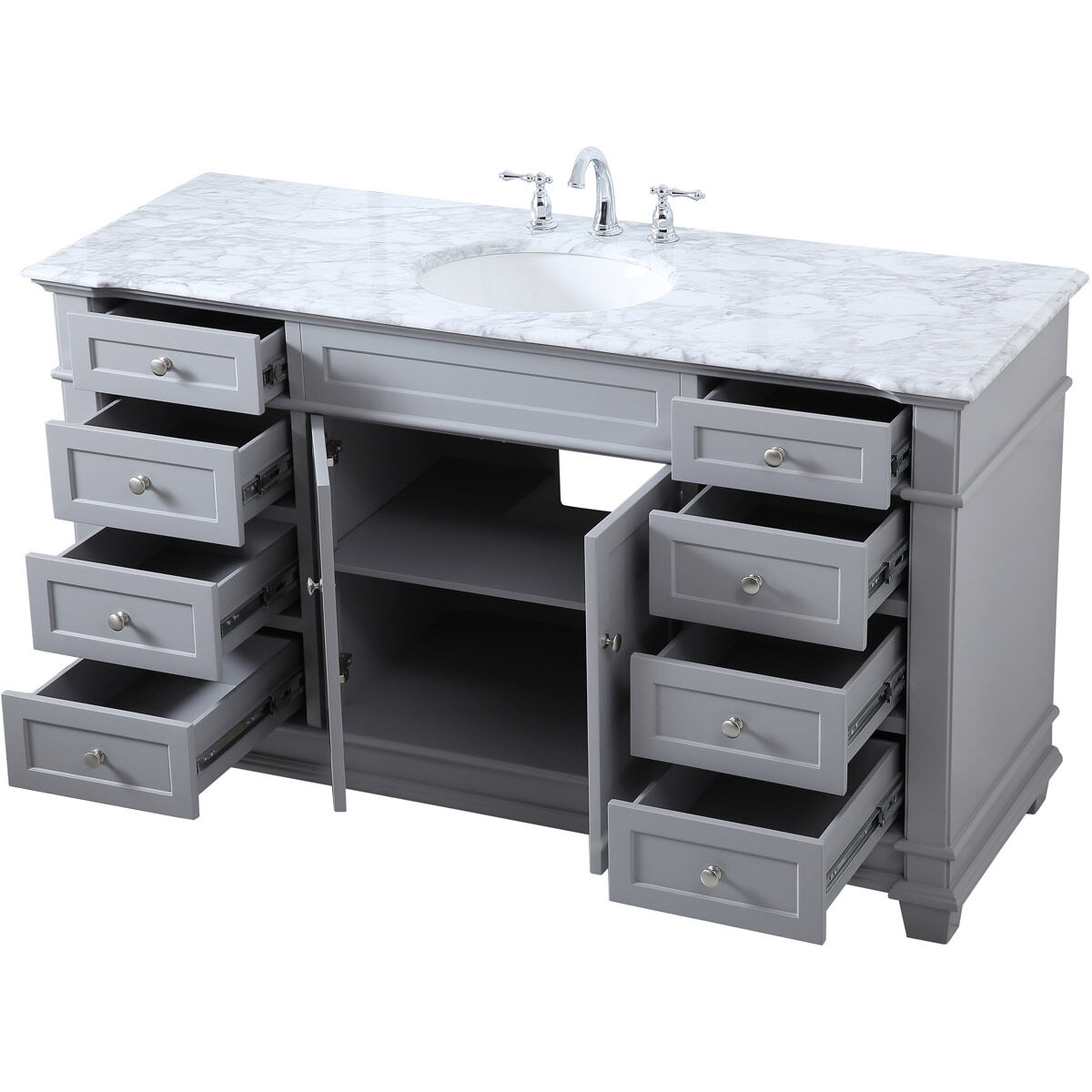 Wesley 60 X 21.5 X 35 inch Grey Vanity Sink Set in Gray