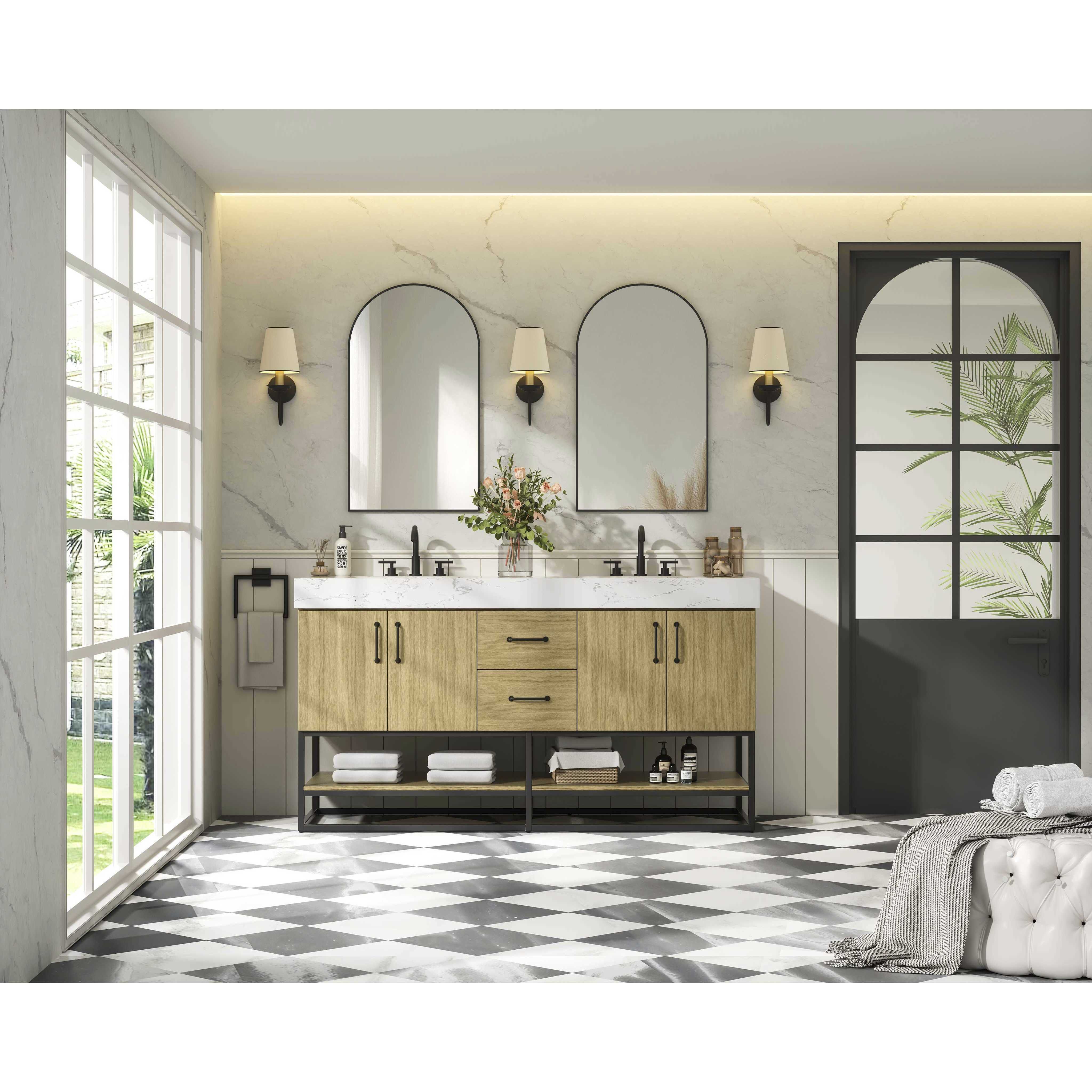 Caroline 60 X 34 inch Honey Brown Bathroom Vanity Cabinet