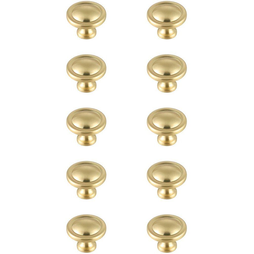 Garlande Brushed Gold Hardware Cabinet Knob, Set of 10