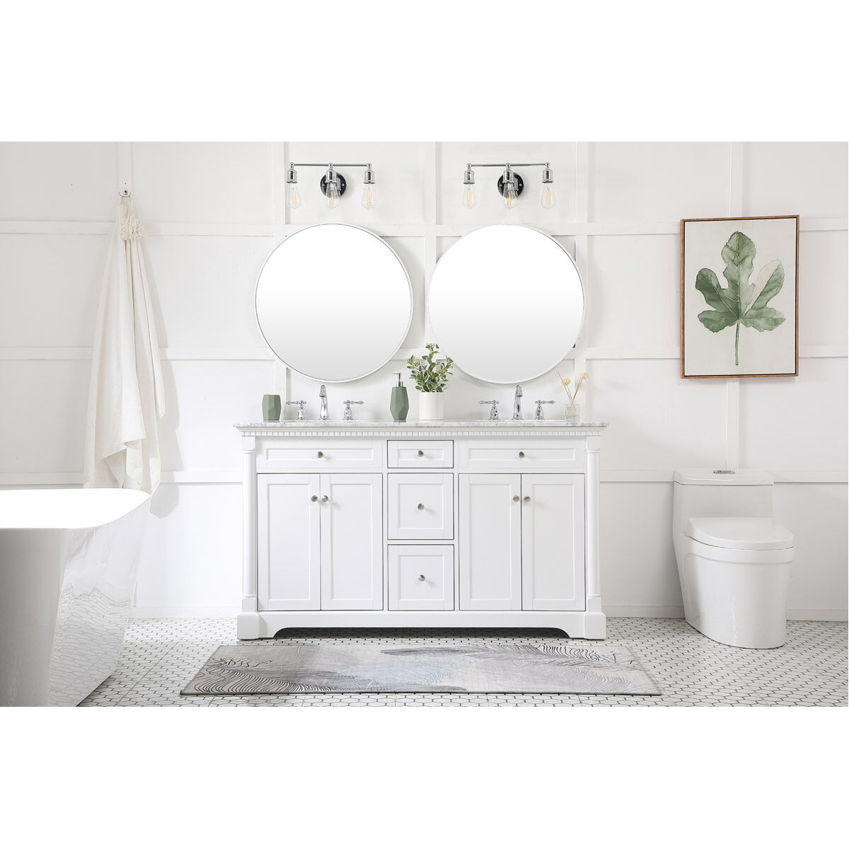 Clarence 60 X 22 X 35 inch White Vanity Sink Set