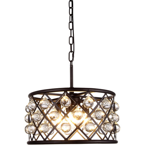 Madison 4 Light 16 inch Matte Black Pendant Ceiling Light in Clear, Smooth Royal Cut, Urban Classic
