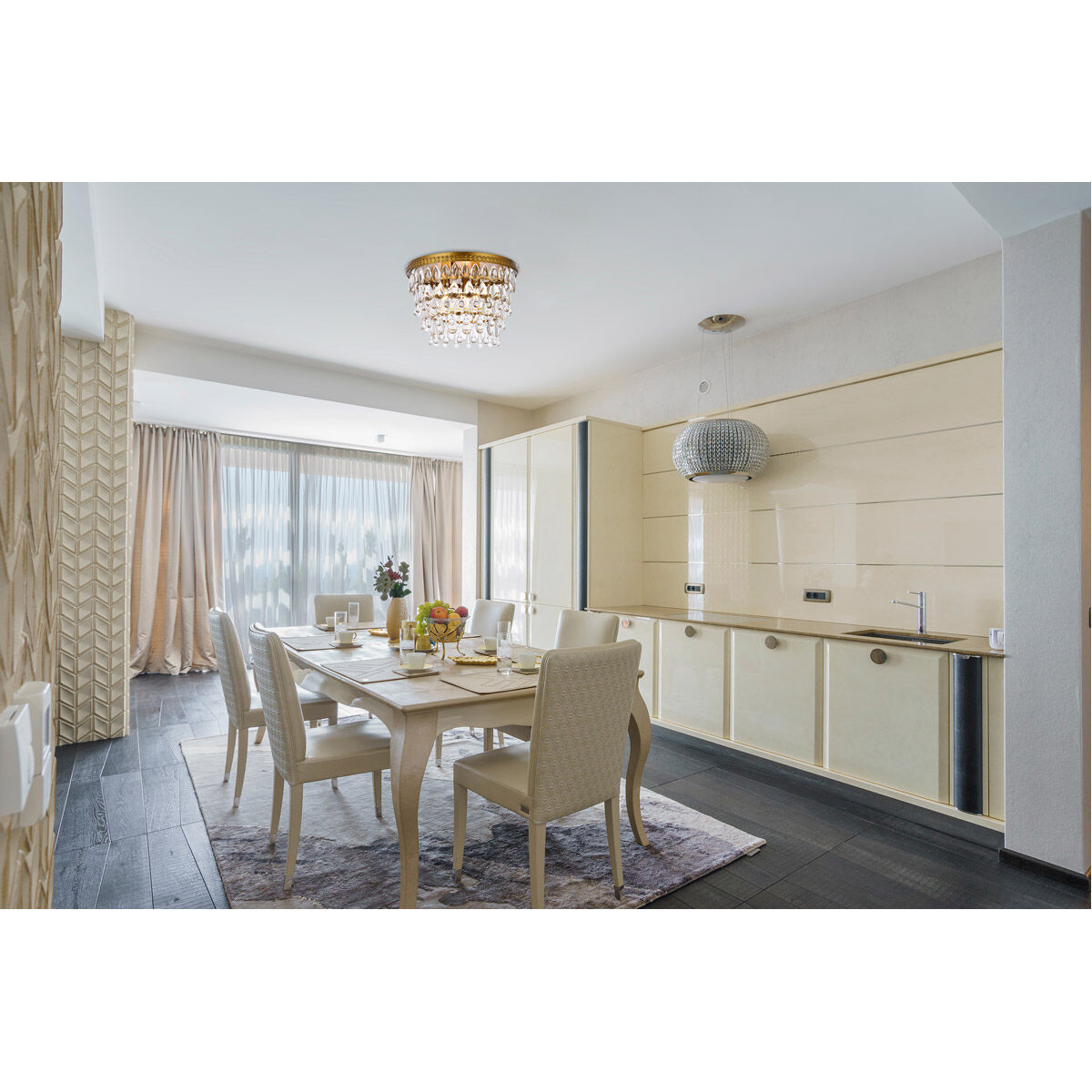 Nordic 3 Light 15 inch Brass Flush Mount Ceiling Light