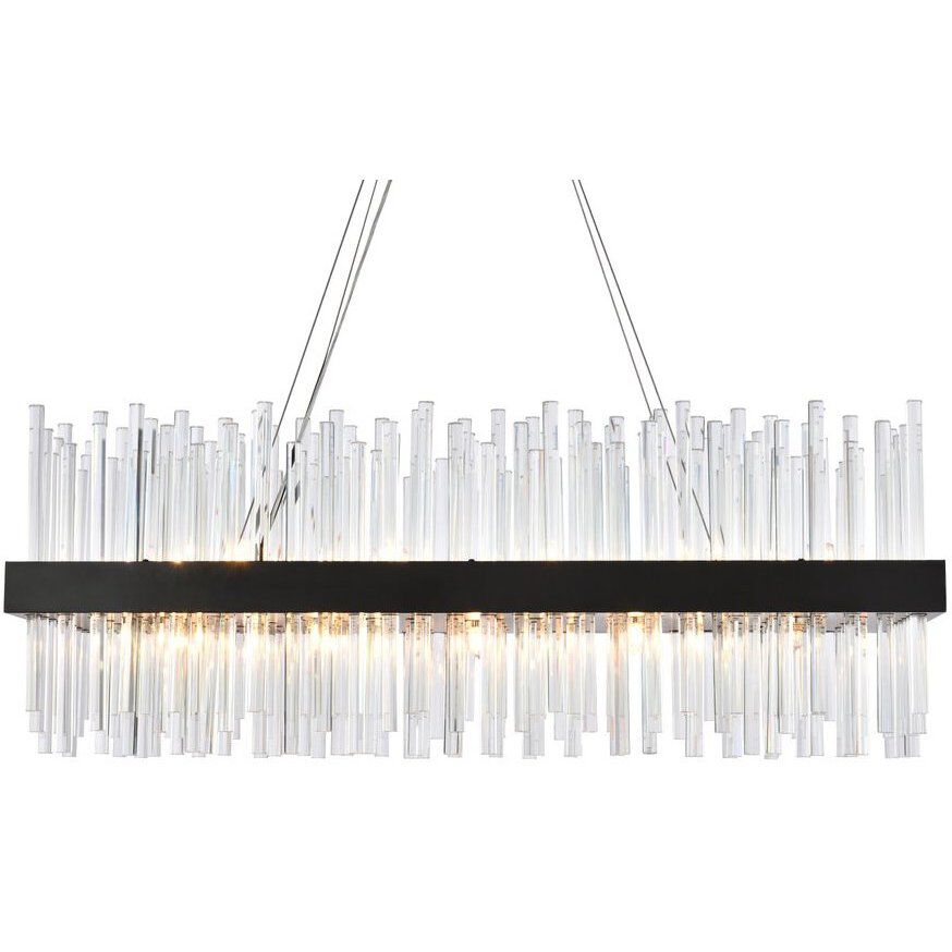 Dallas 20 Light 36 inch Black Linear Chandelier Ceiling Light 