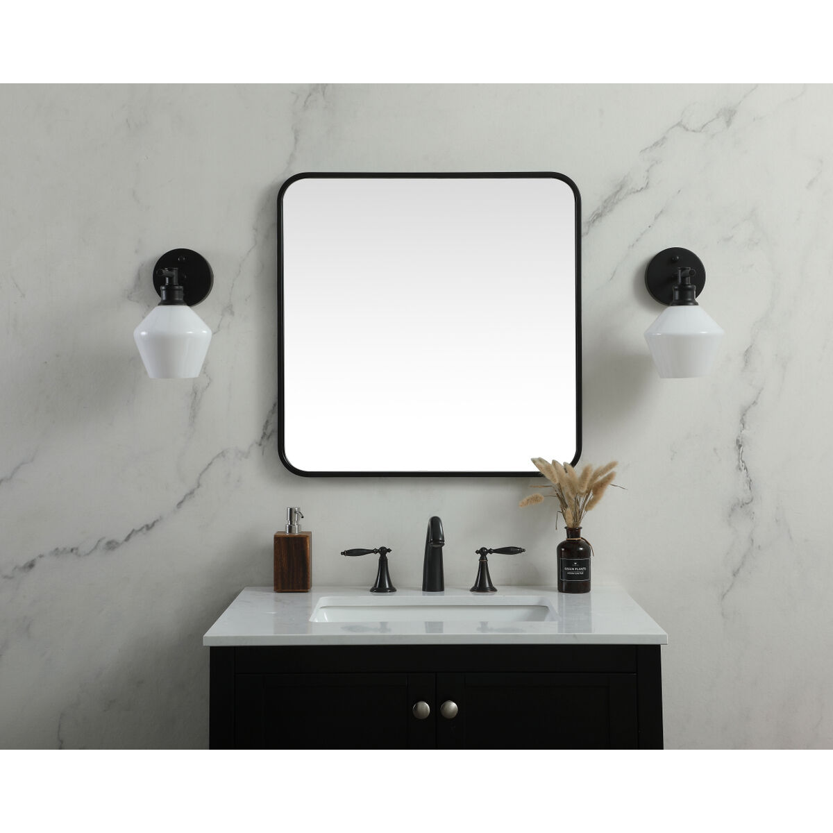 Evermore 24 X 24 inch Black Vanity Mirror