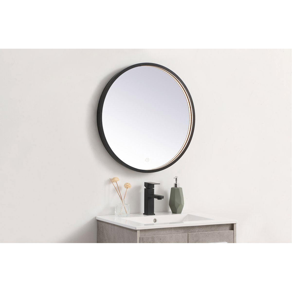 Pier 24 X 24 inch Black LED Mirror