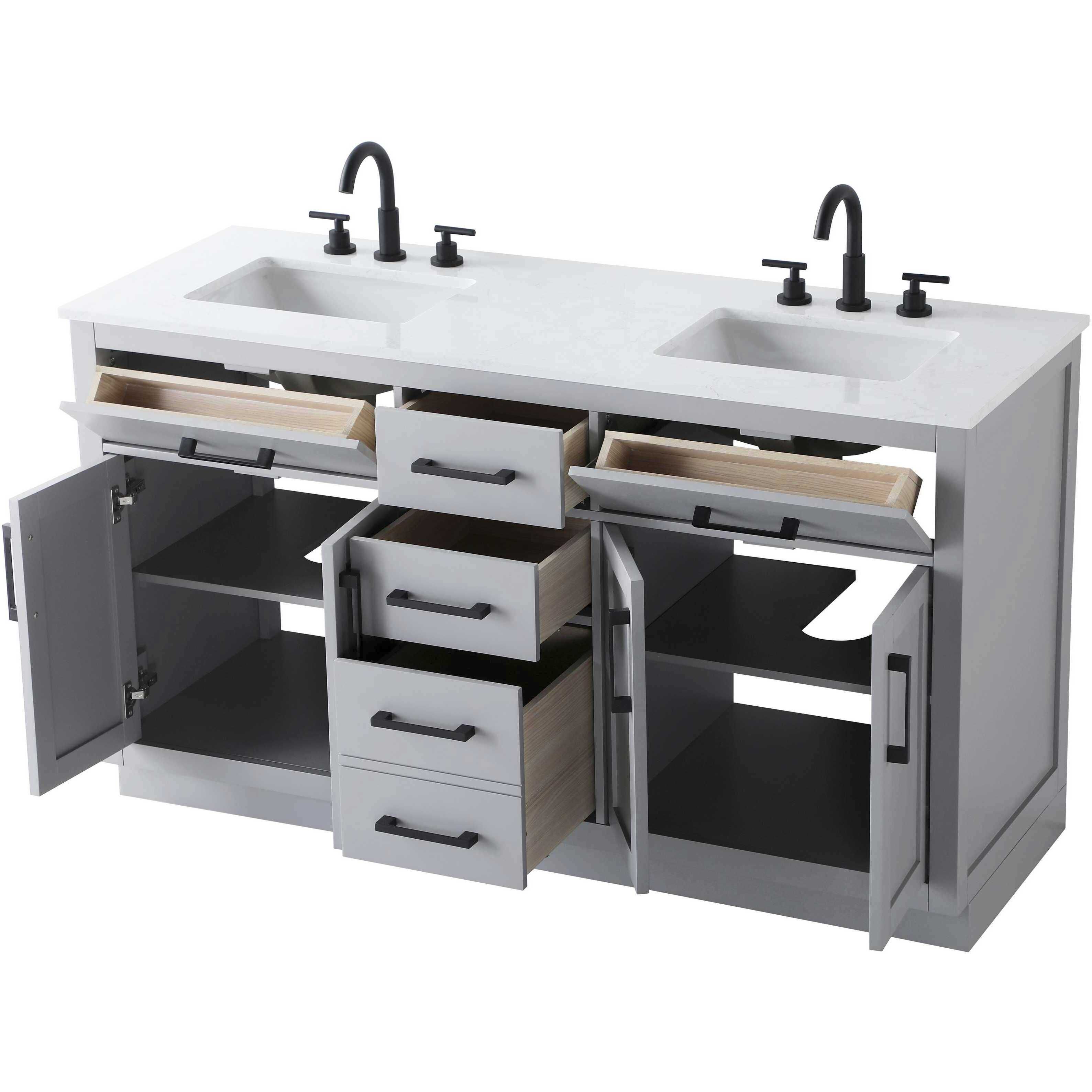 Alden 60 X 35 inch Grey Bathroom Vanity Cabinet