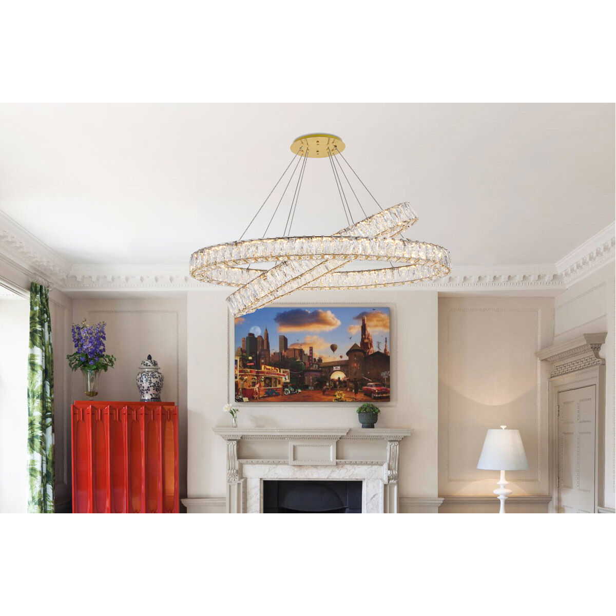 Monroe LED 41 inch Gold Chandelier Ceiling Light