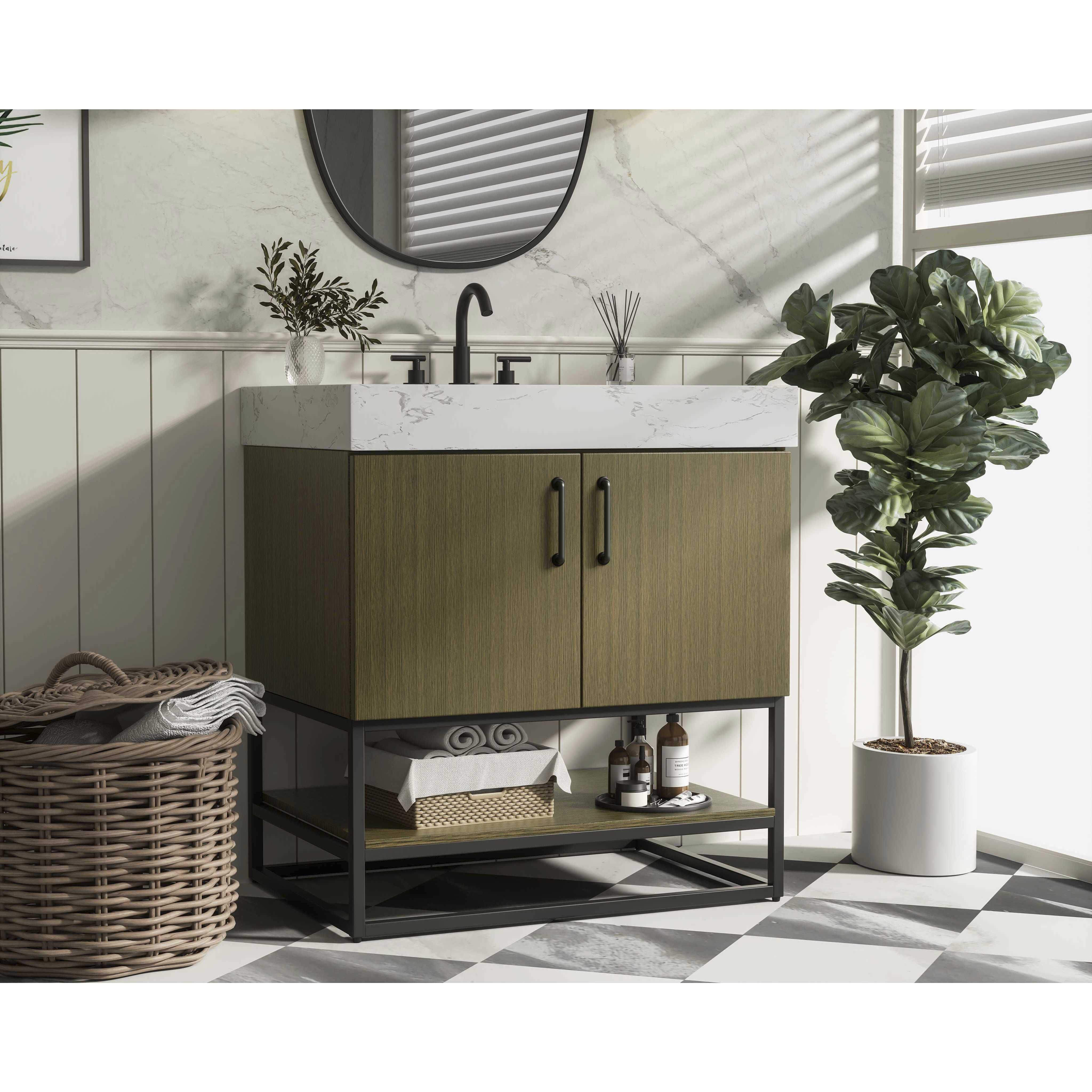 Caroline 30 X 34 inch Chestnut Brown Bathroom Vanity Cabinet