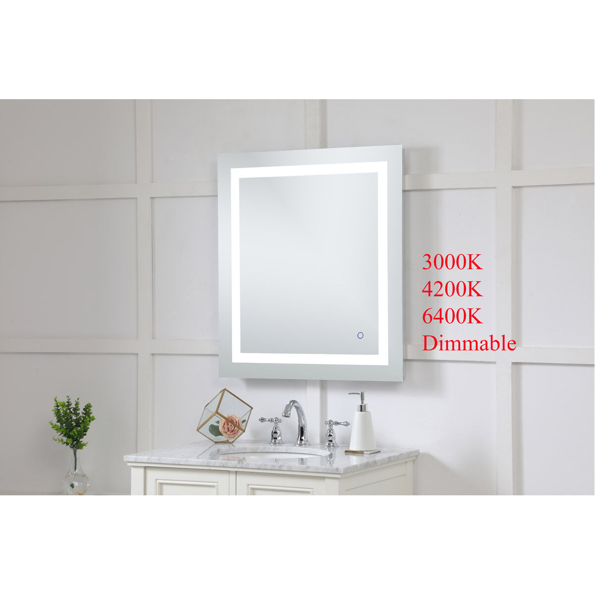 Helios 30 X 27 inch Silver Lighted Wall Mirror