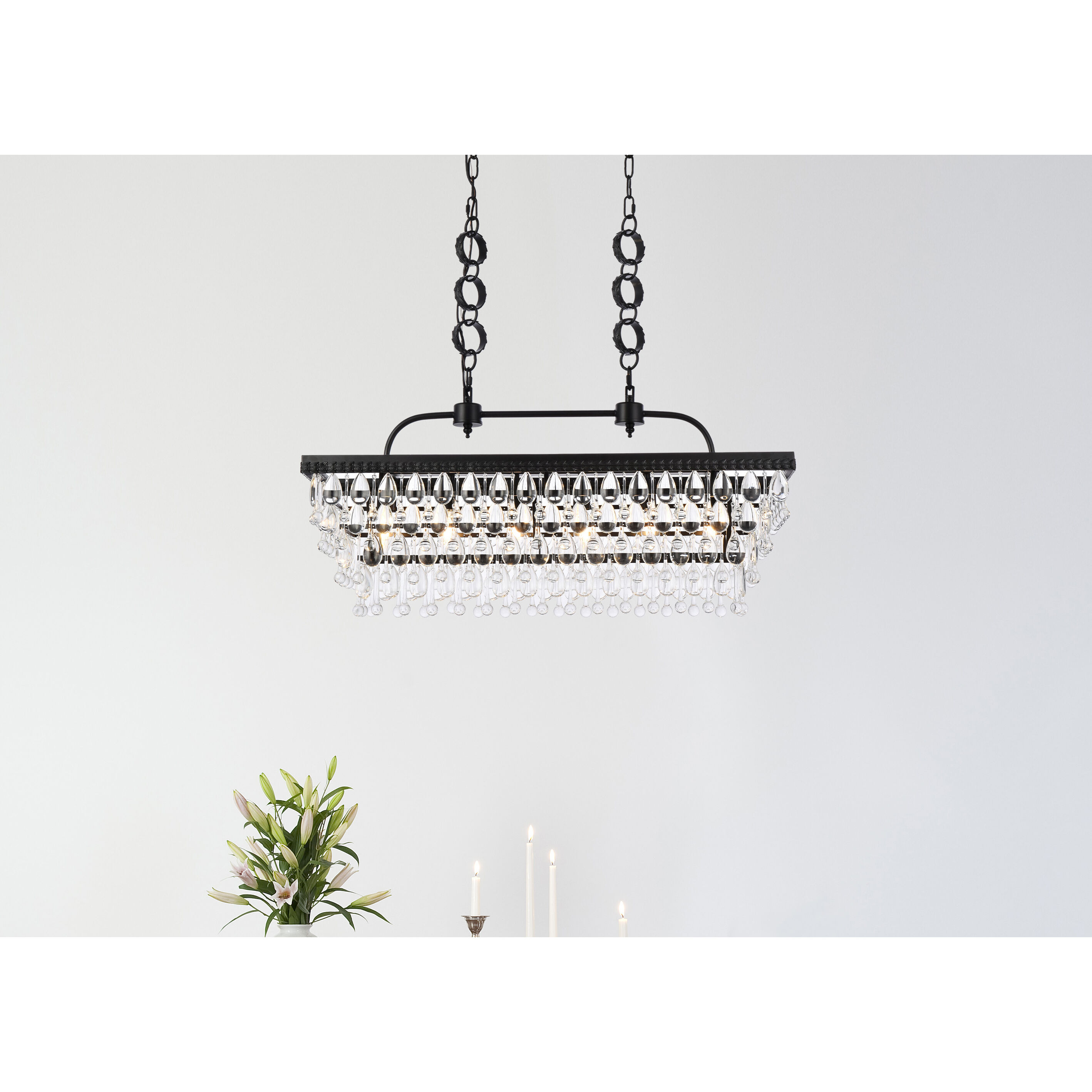 Nordic 6 Light 32 inch Black Linear Pendant Ceiling Light
