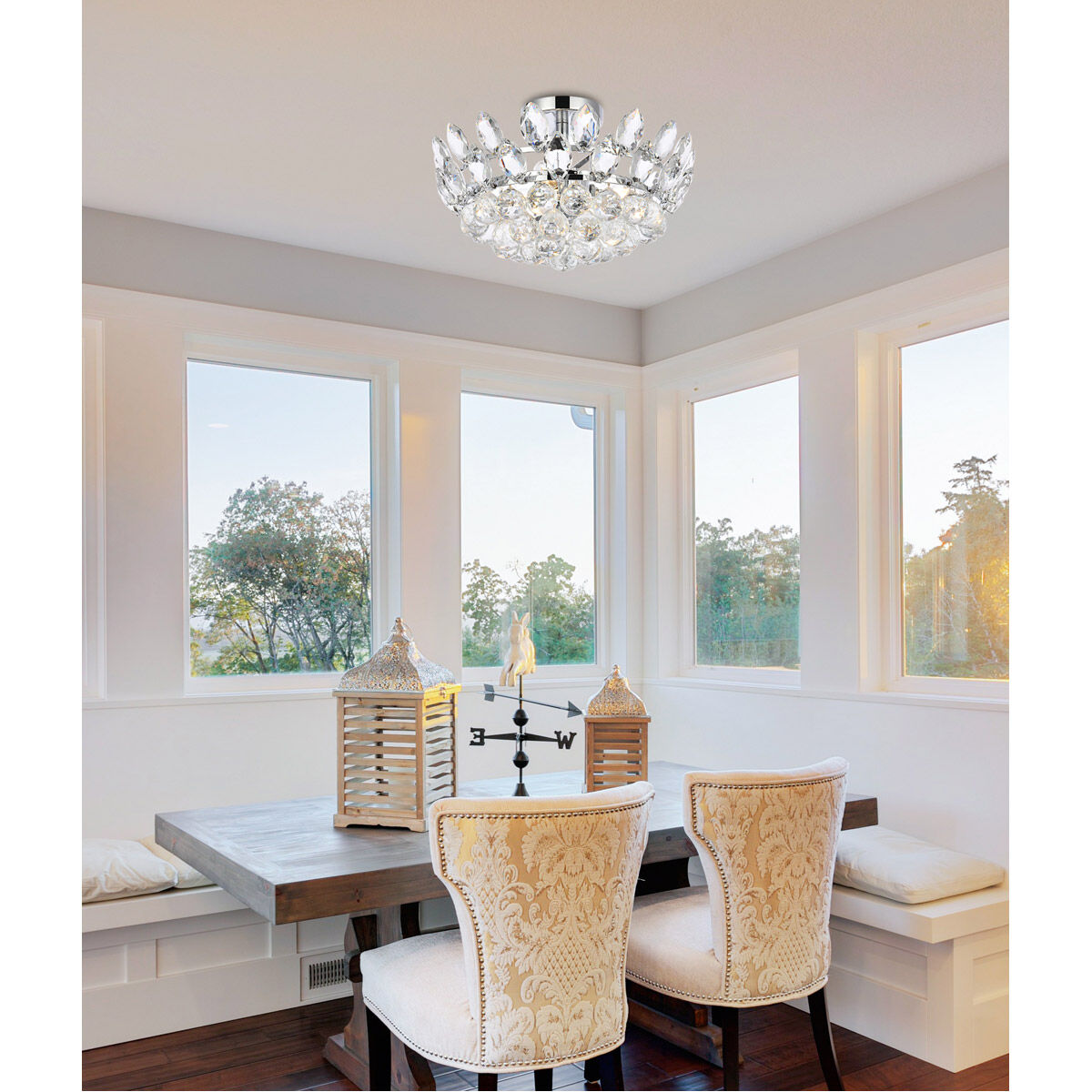 Emilia 3 Light 16 inch Chrome Flush Mount Ceiling Light