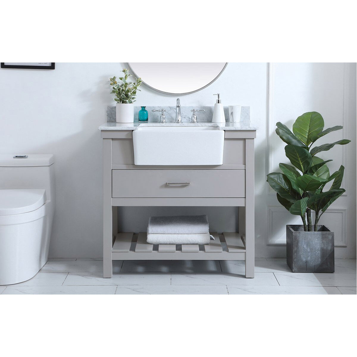 Clement 36 X 22 X 34 inch Grey Bathroom Vanity Cabinet