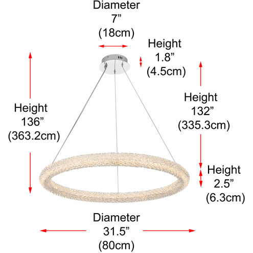 Bowen 1 Light 32 inch Chrome Chandelier Ceiling Light