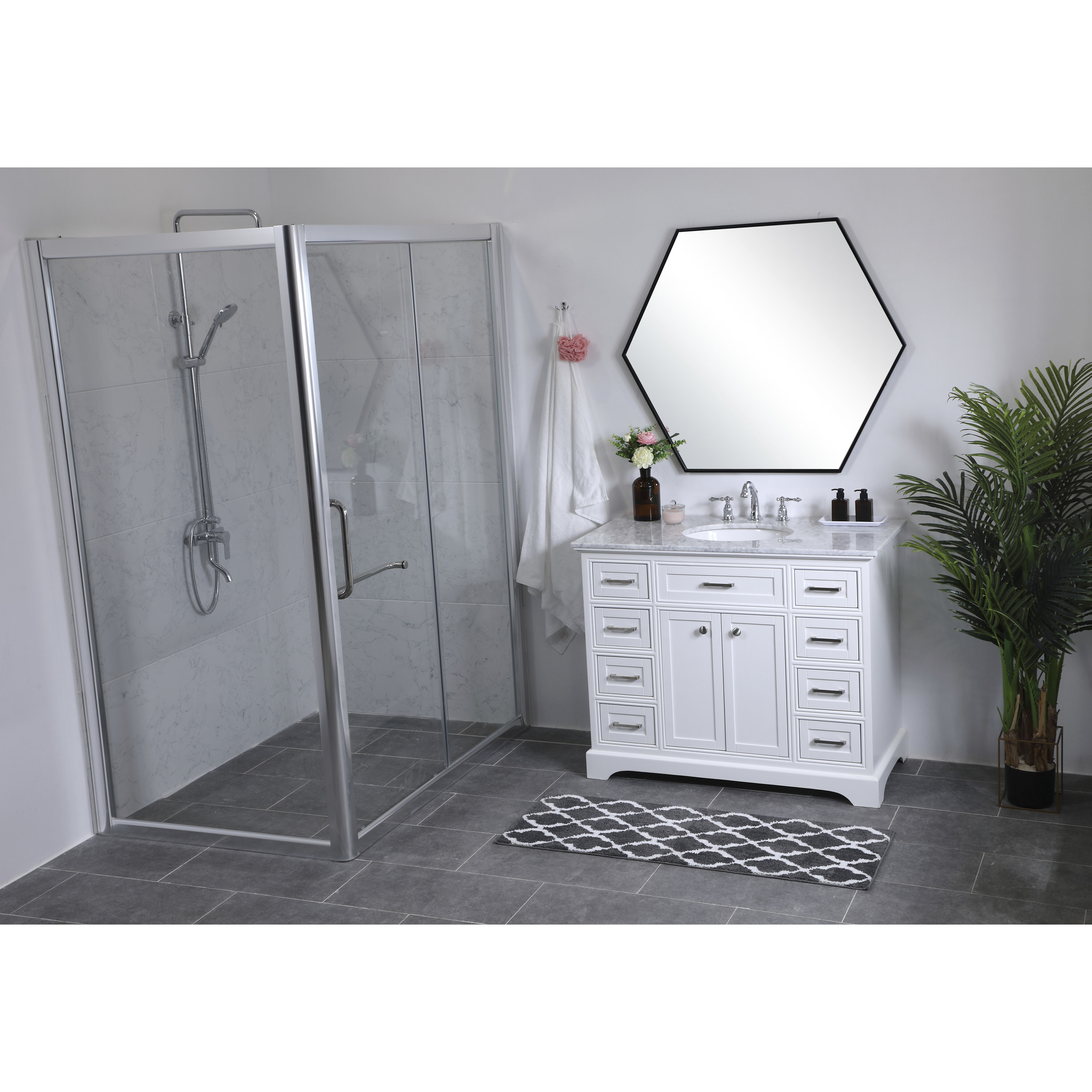 Americana 84 X 21.5 X 70 inch White Vanity Sink Set
