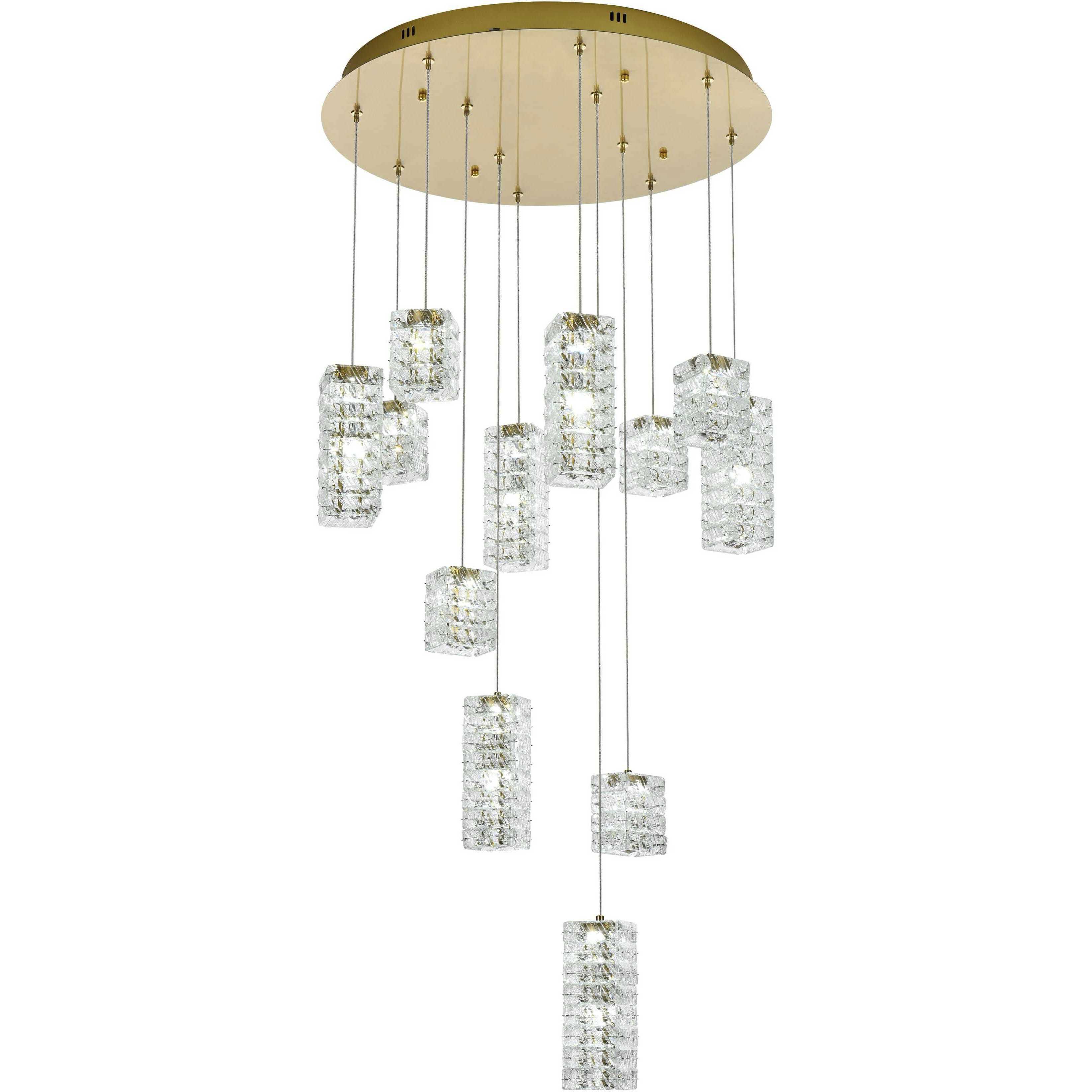 Aston 12 Light 28 inch Satin Gold Pendant Ceiling Light