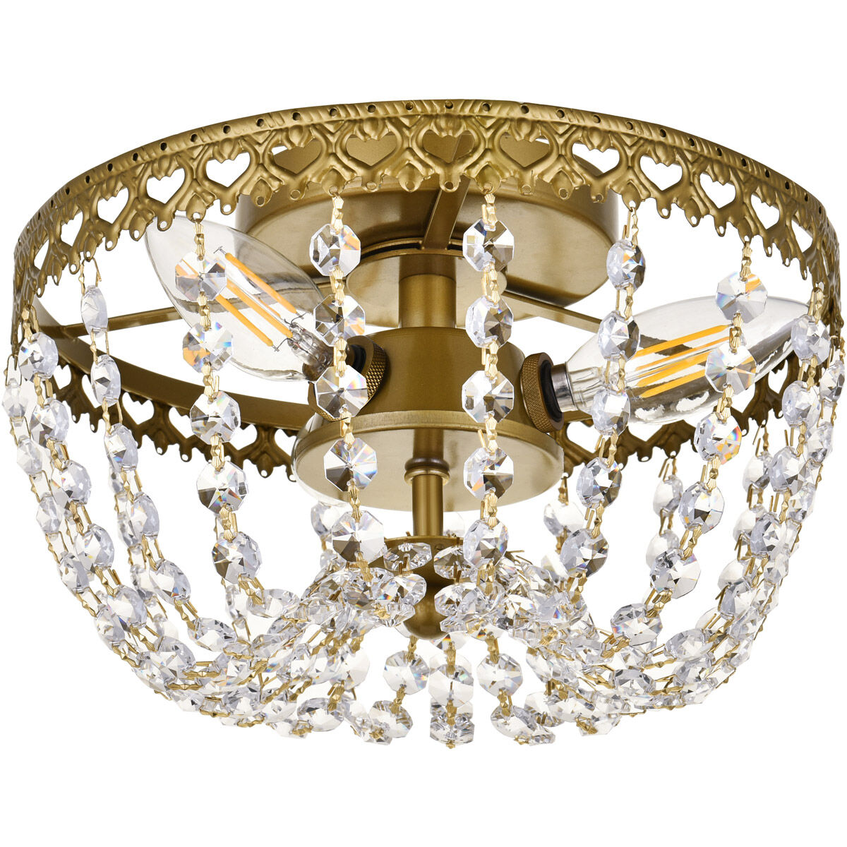 Kylie 3 Light 10 inch Brass Flush Mount Ceiling Light